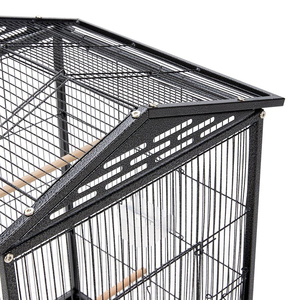 Black - KIDKID PET - Open Play Top Metal Pet Bird Cage with Casters - 8