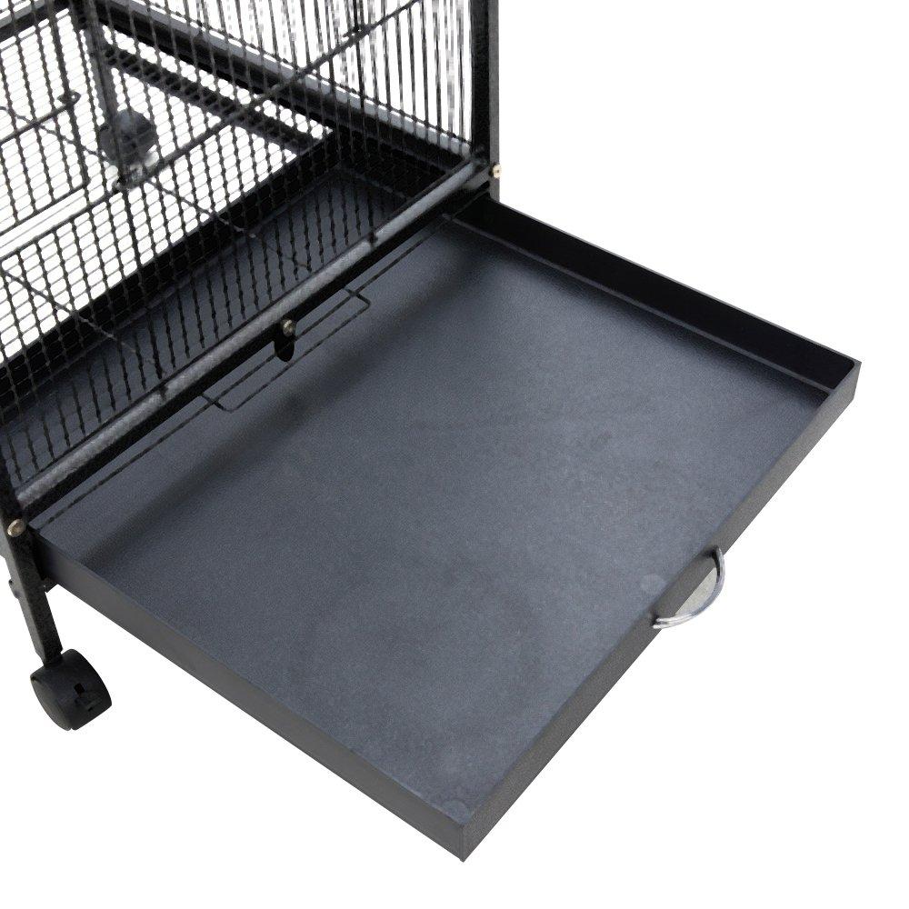 Black - KIDKID PET - Open Play Top Metal Pet Bird Cage with Casters - 9