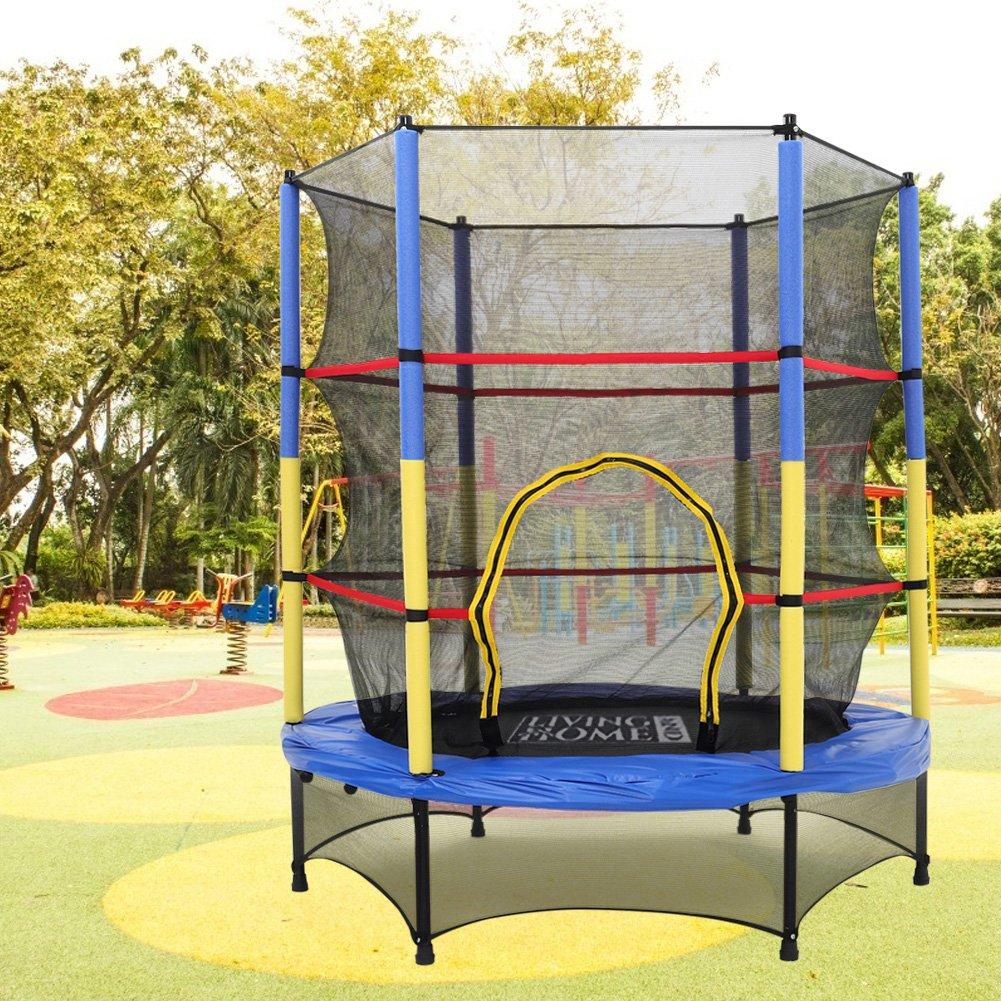 Black - LIFE IDEAS SPORT - 4.5FT Kids Mini Trampoline with Safety Enclosure - 1