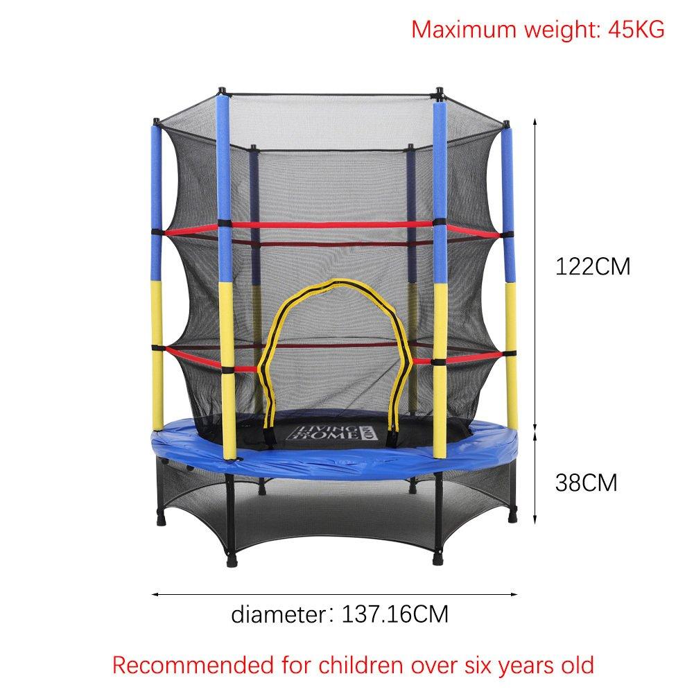 Black - LIFE IDEAS SPORT - 4.5FT Kids Mini Trampoline with Safety Enclosure - 10