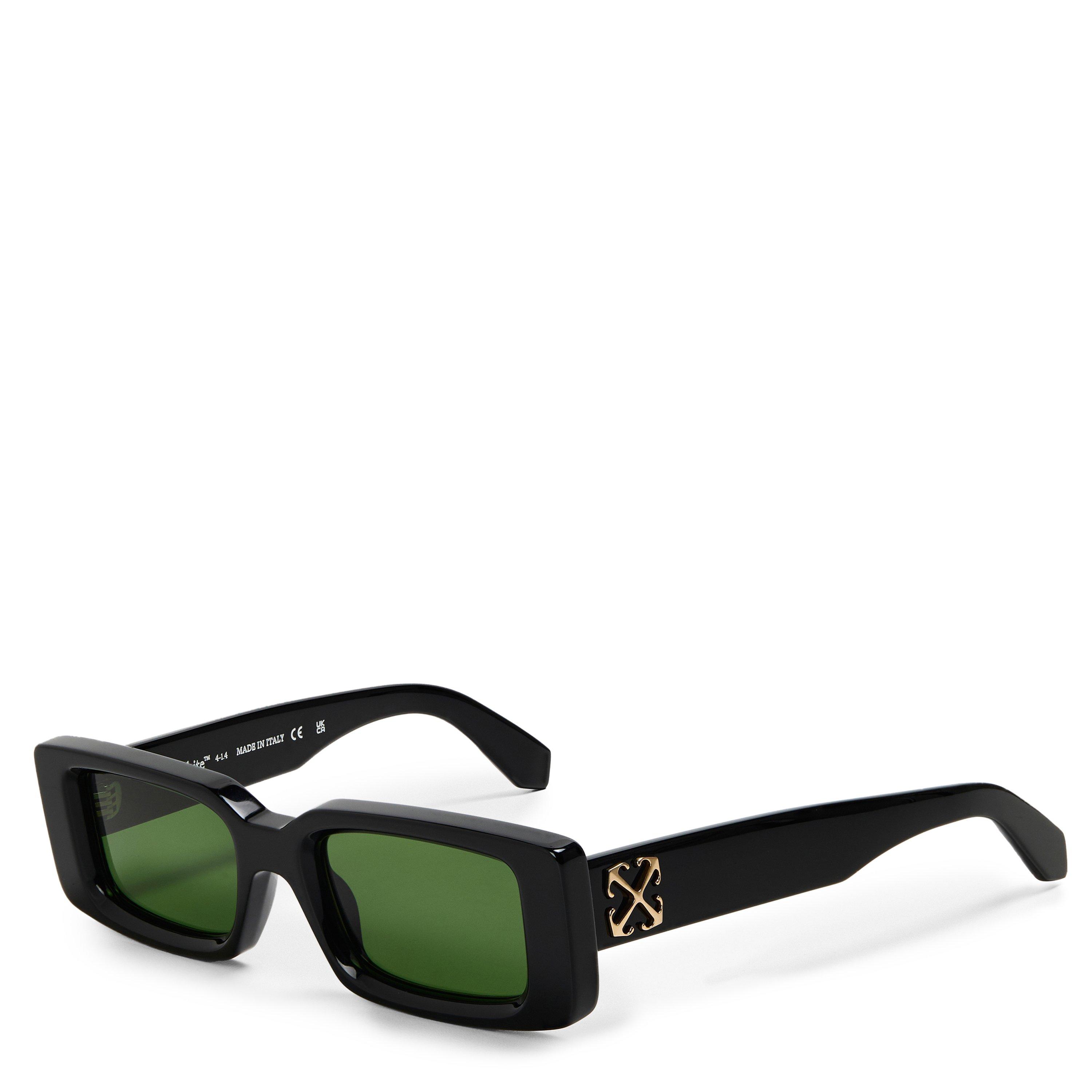 Off White Arthur Acetate Full Rim Rectangle Sunglasses - Black/Green