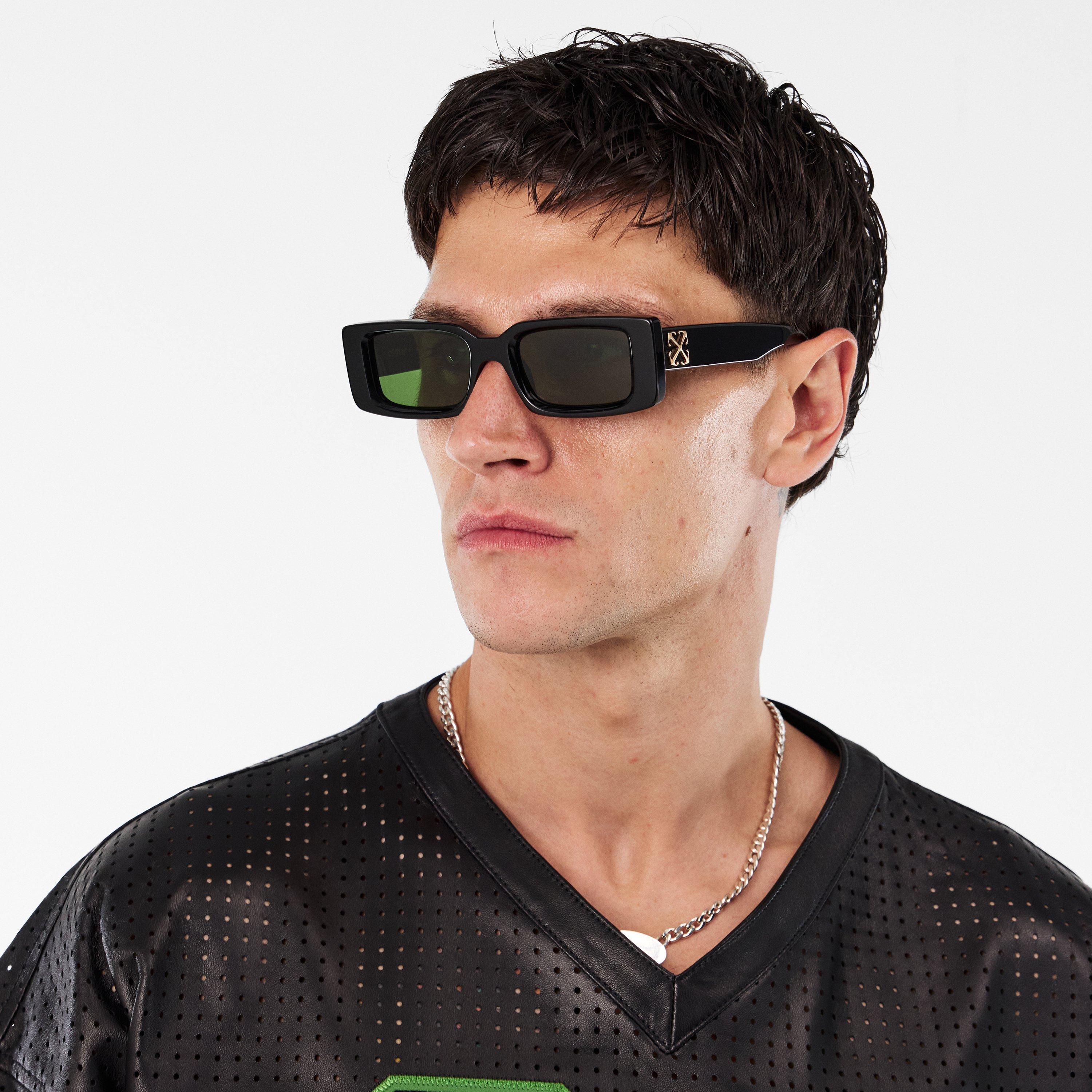 Sort/Grøn - Off White - Arthur Acetate Full Rim Rectangle Sunglasses - 3