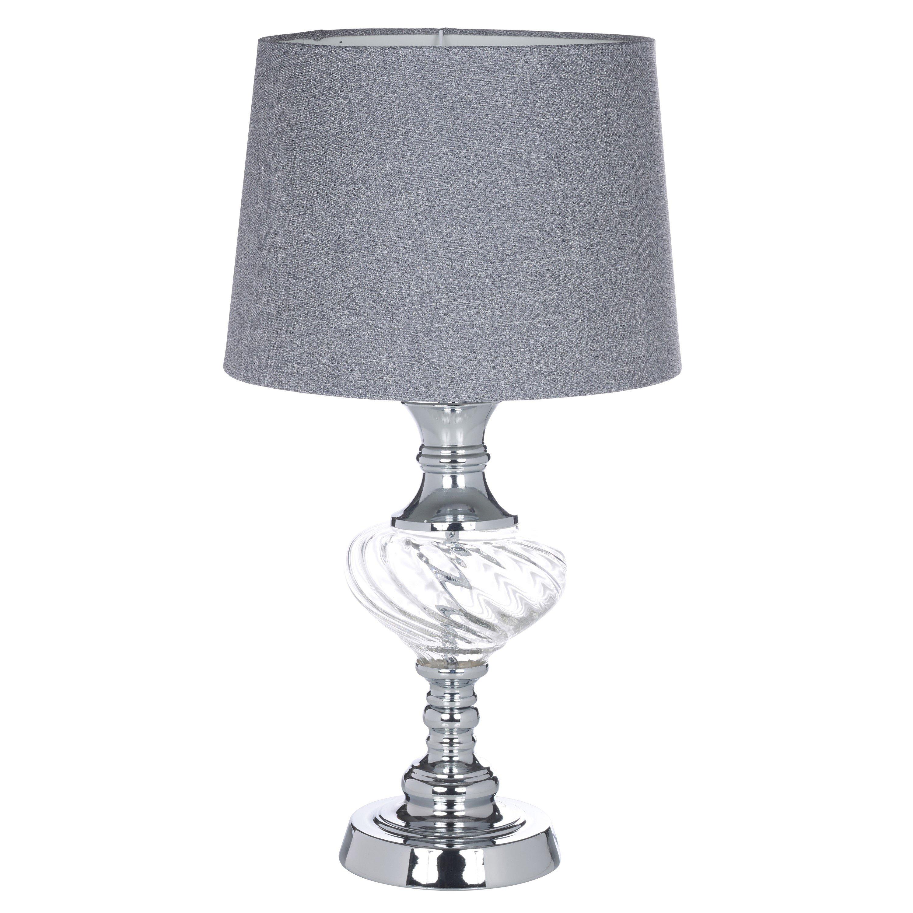 Chrome - K Living - Witney Chrome and Glass Table Lamp Charcoal - 2