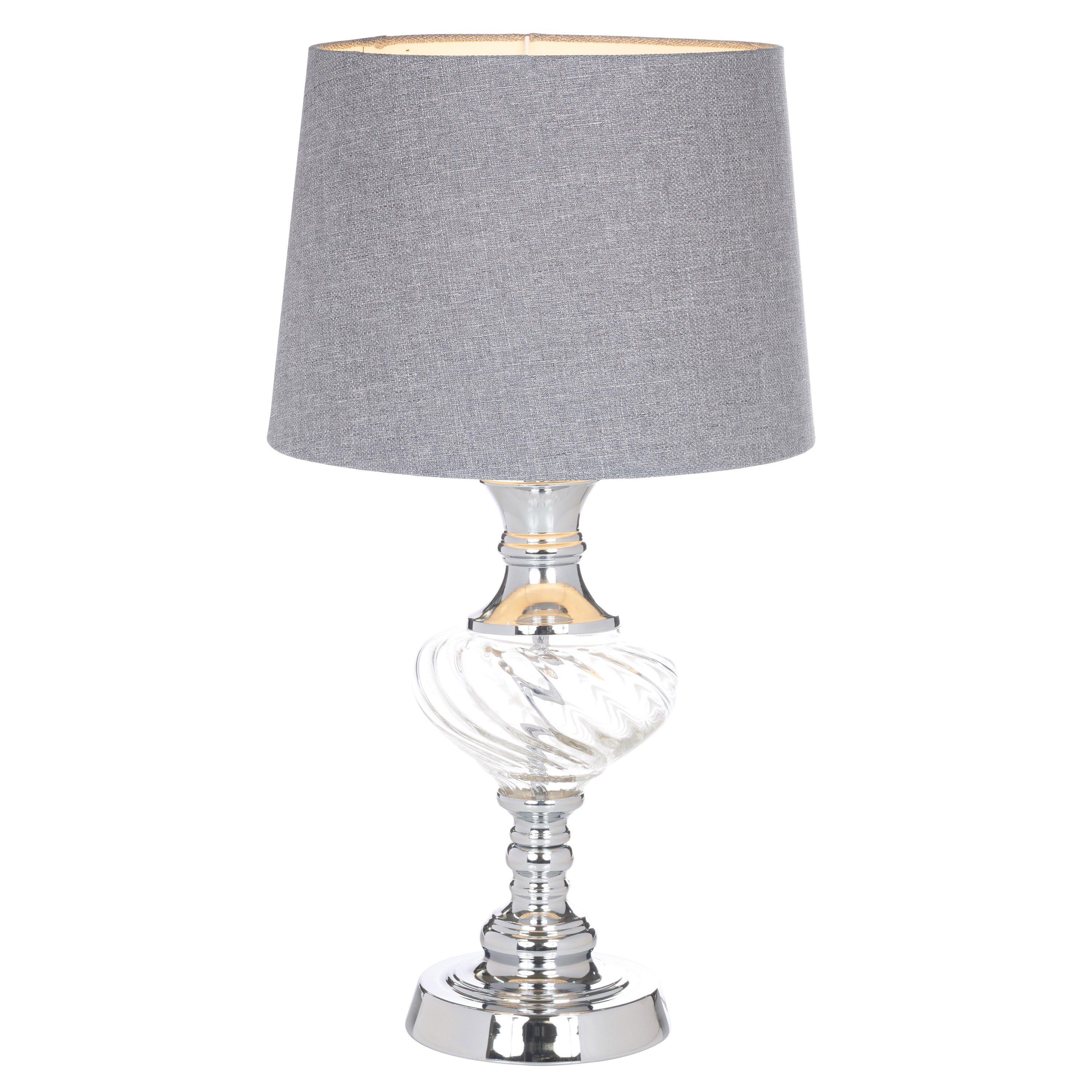 Chrome - K Living - Witney Chrome and Glass Table Lamp Charcoal - 3