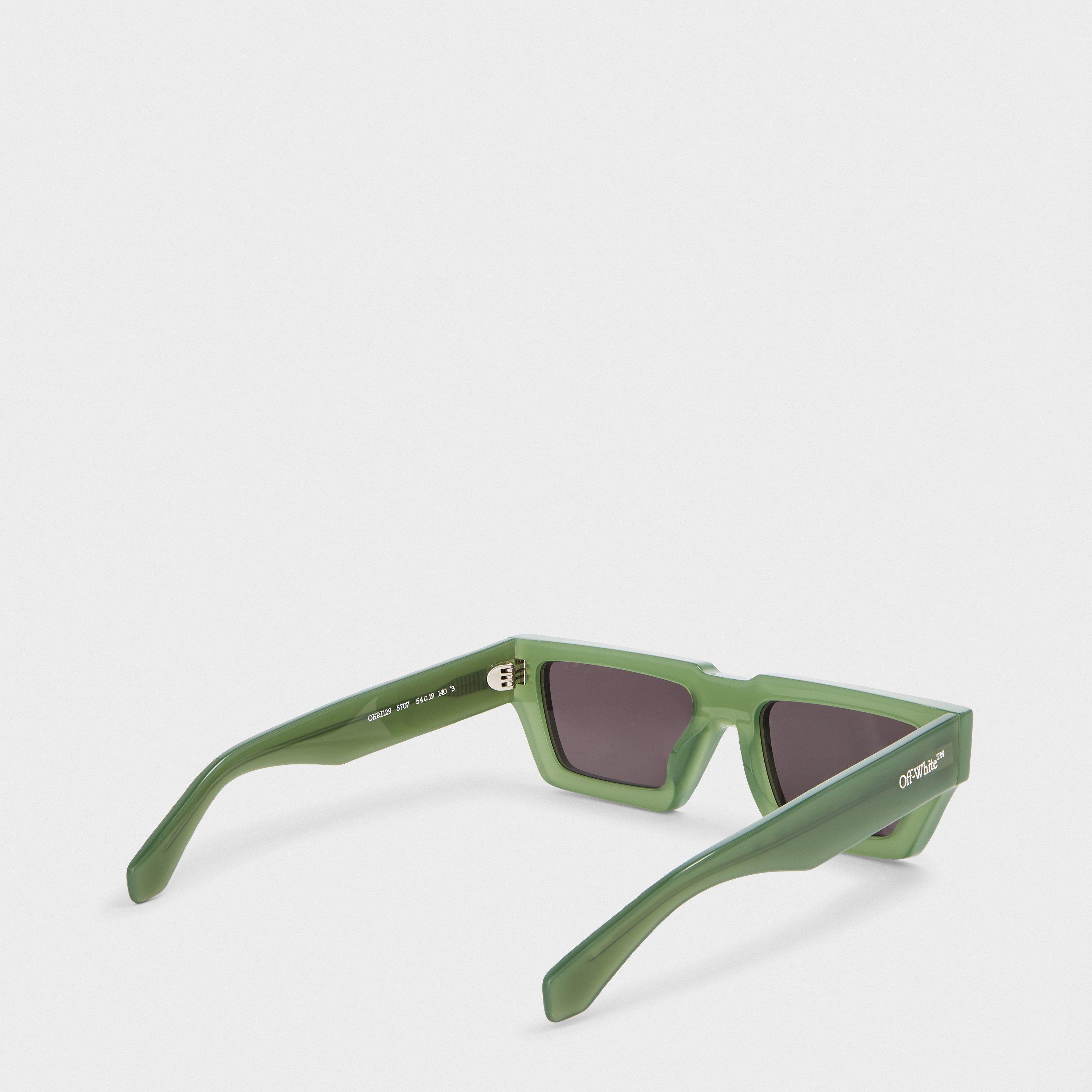 Green/Grey - Off White - Unisex Rectangle Sunglasses, Rectangle Design - 2