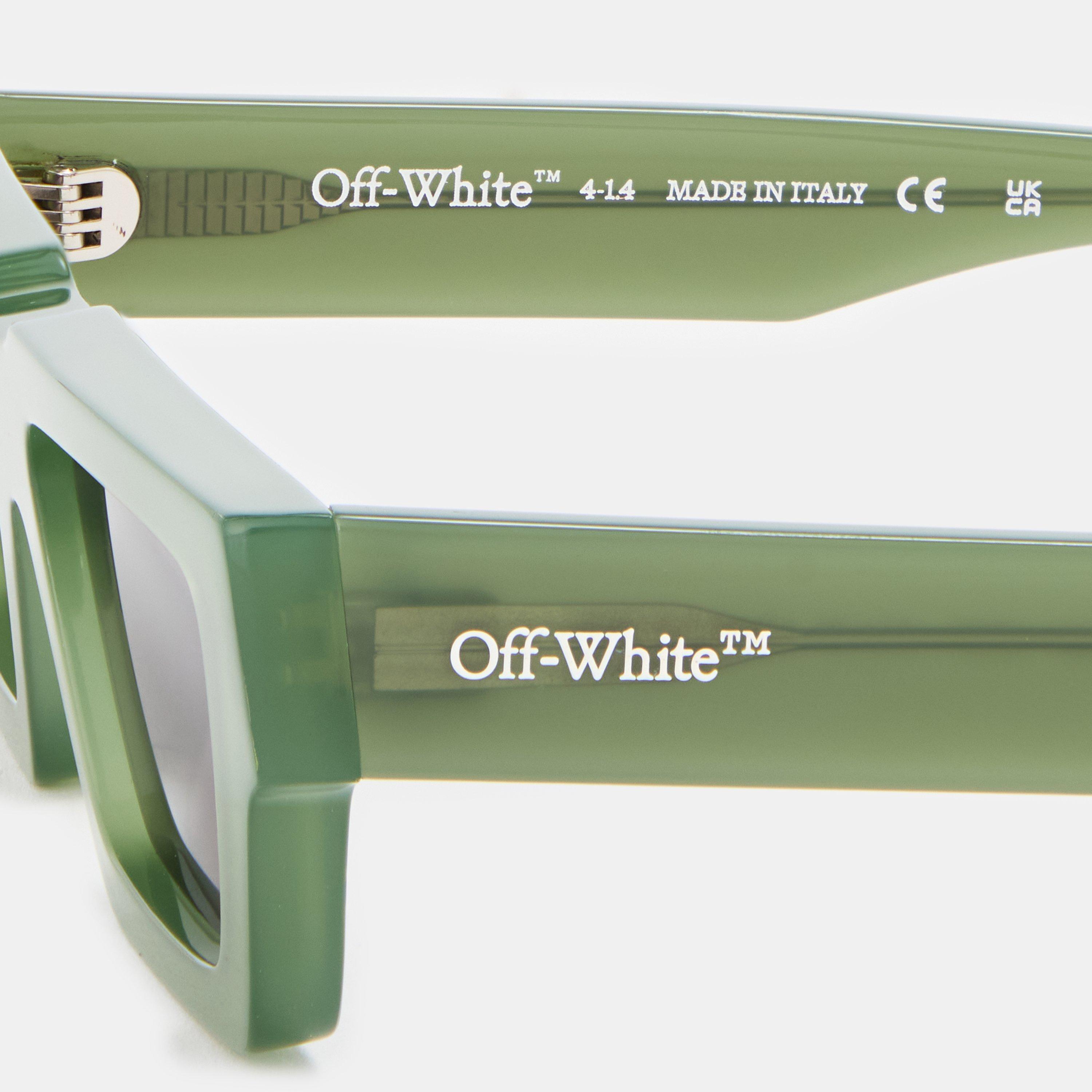 Green/Grey - Off White - Unisex Rectangle Sunglasses, Rectangle Design - 3