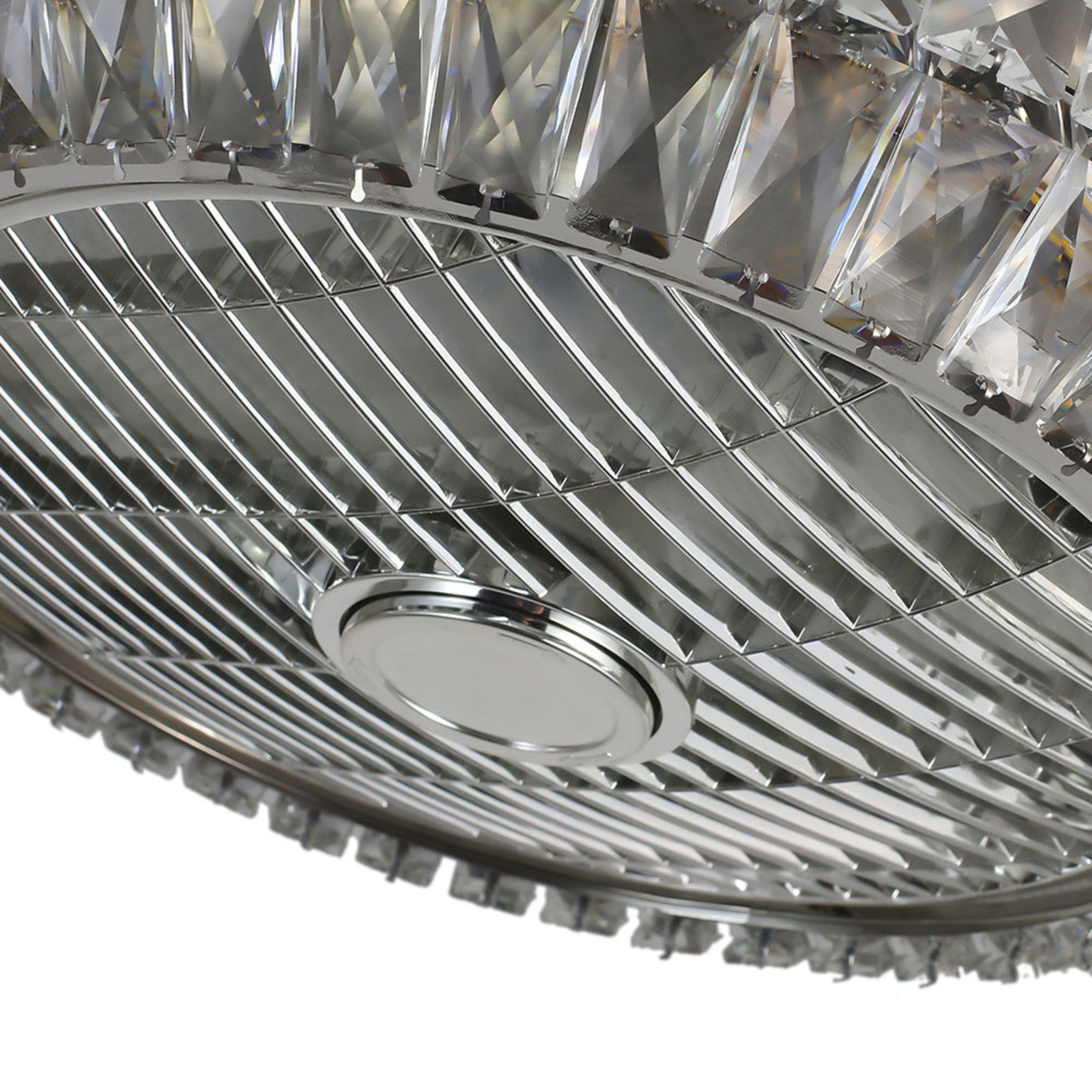 Silver - Kabinet UK - Round Crystal Flush Mount LED Ceiling Fan Light - 2