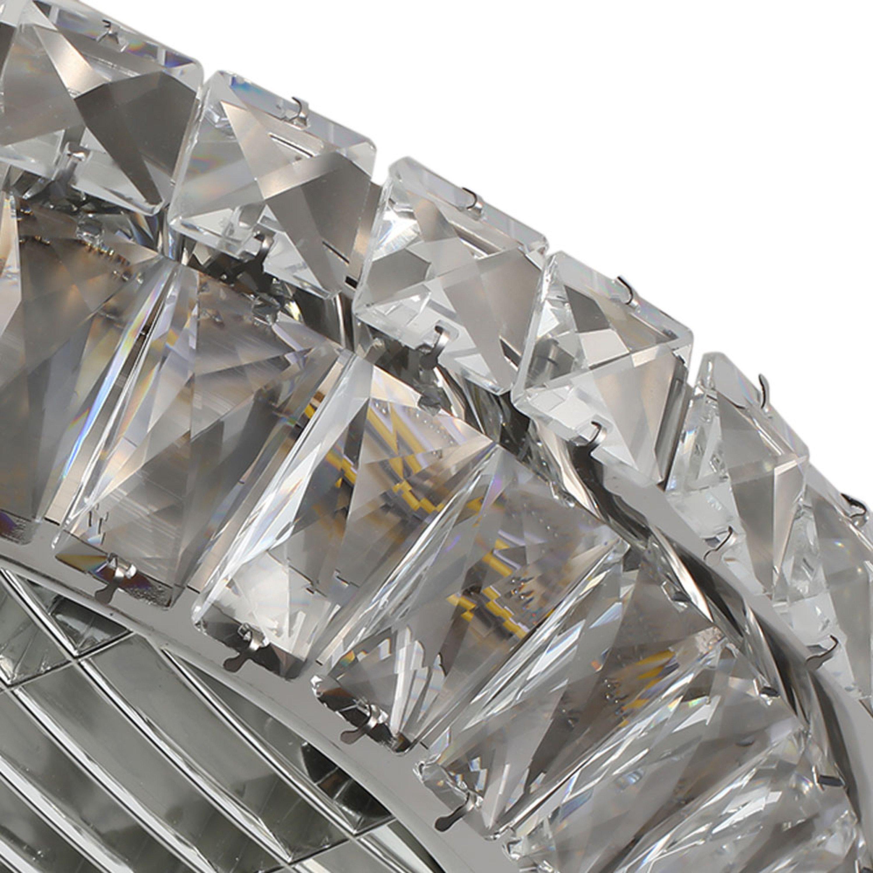 Silver - Kabinet UK - Round Crystal Flush Mount LED Ceiling Fan Light - 3