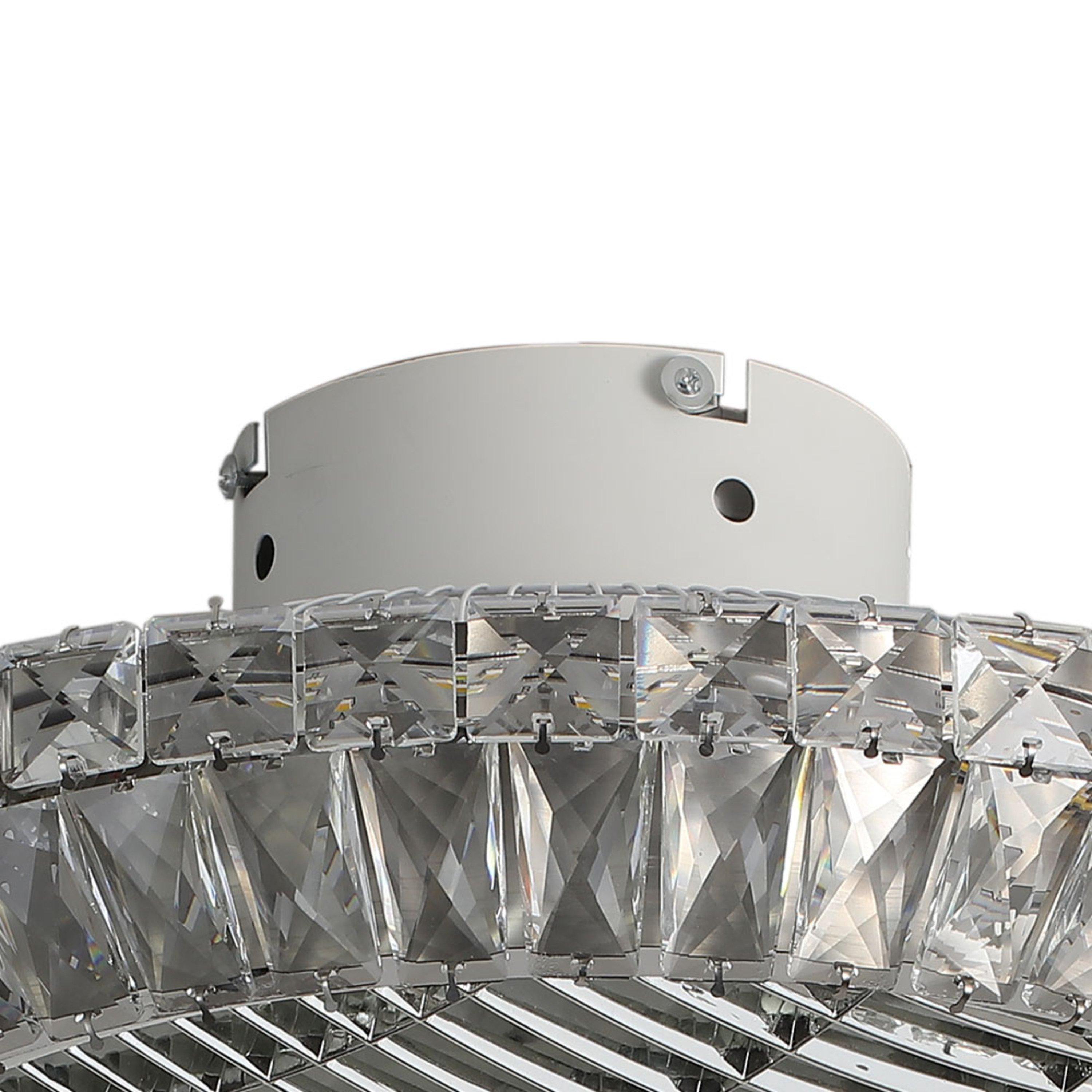 Silver - Kabinet UK - Round Crystal Flush Mount LED Ceiling Fan Light - 4