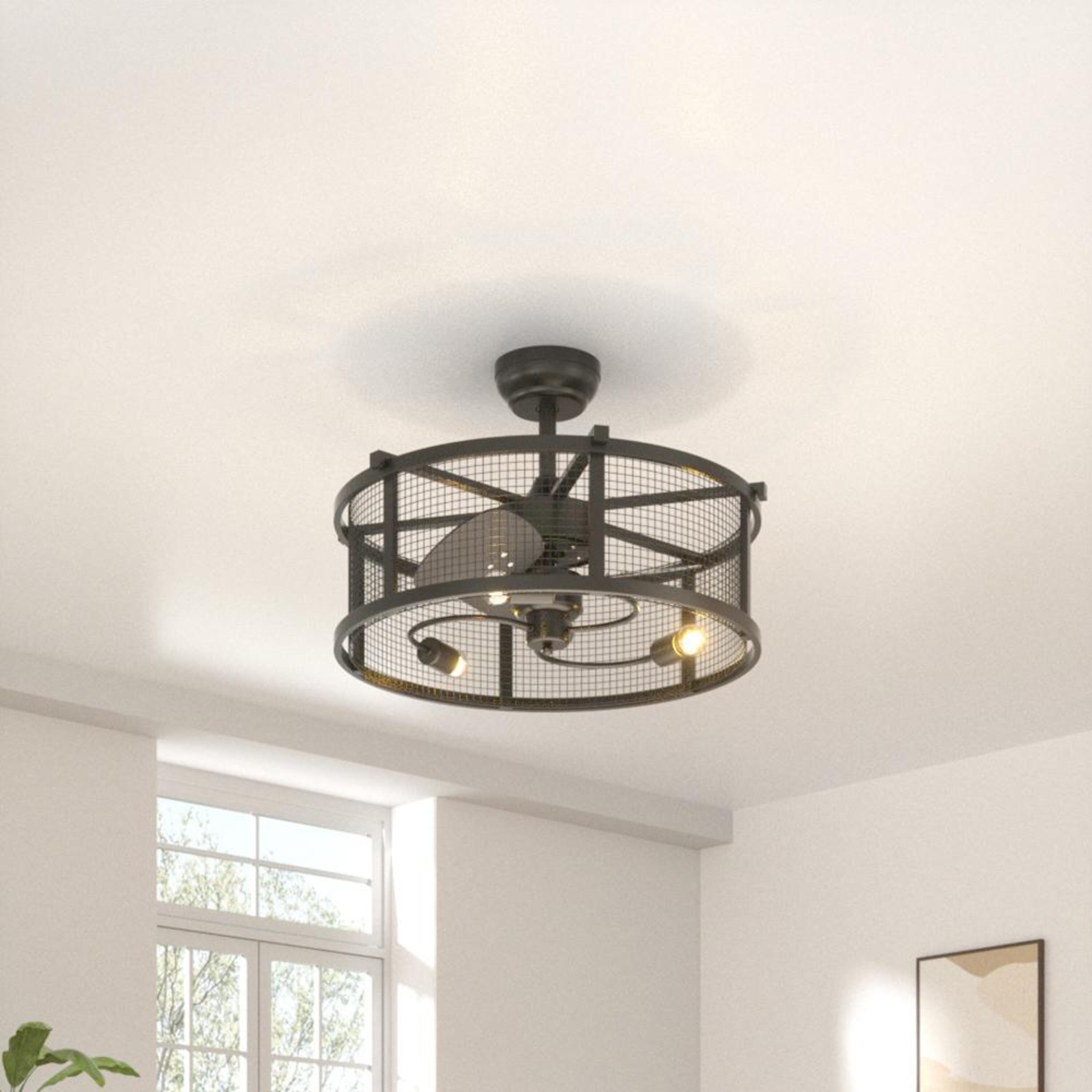 Kabinet UK Metal Industrial Ceiling Fan Light