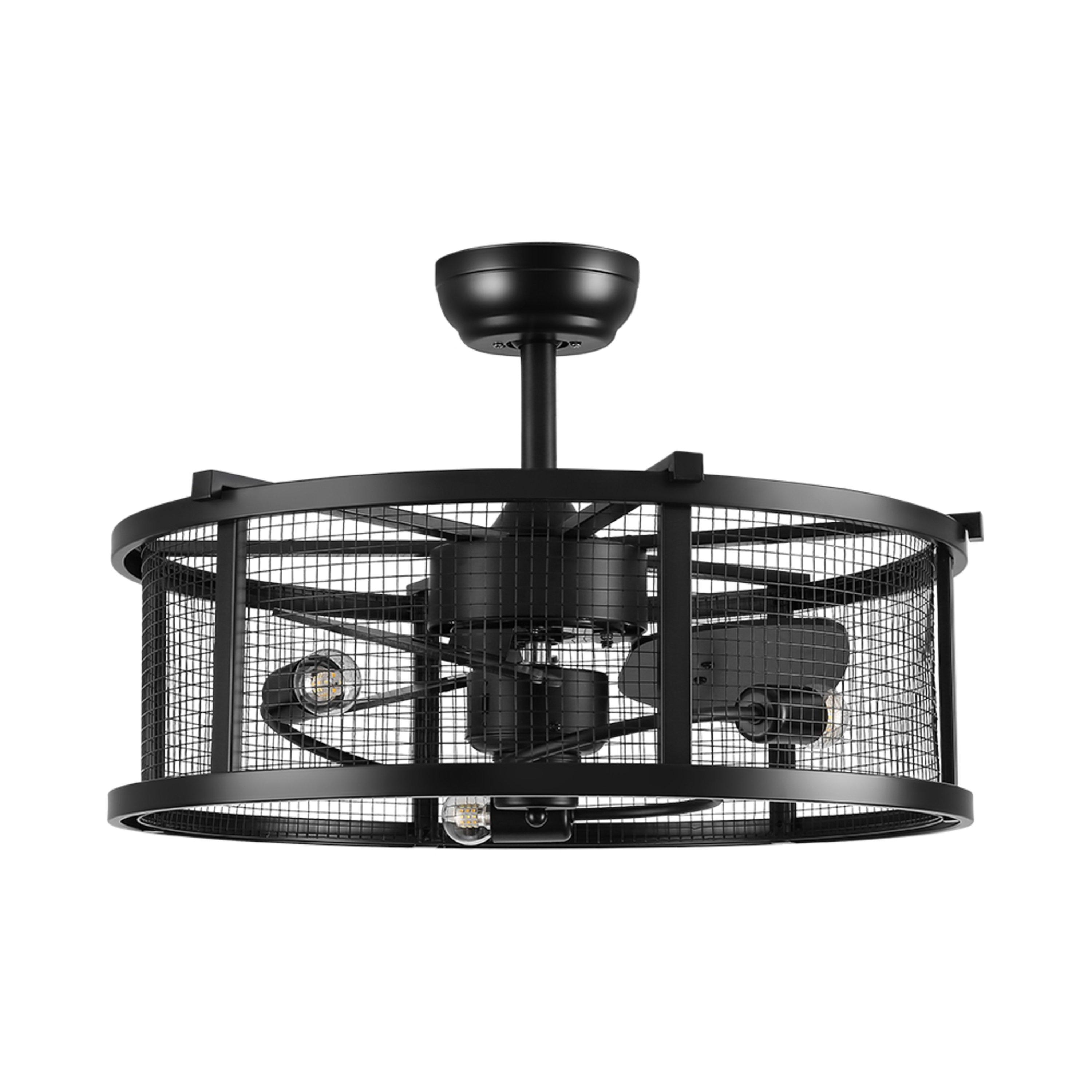Black - Kabinet UK - Metal Industrial Ceiling Fan Light - 3