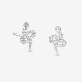 Simply Silver Sterling Silver 925 CZ Pave Snake Stud Earrings