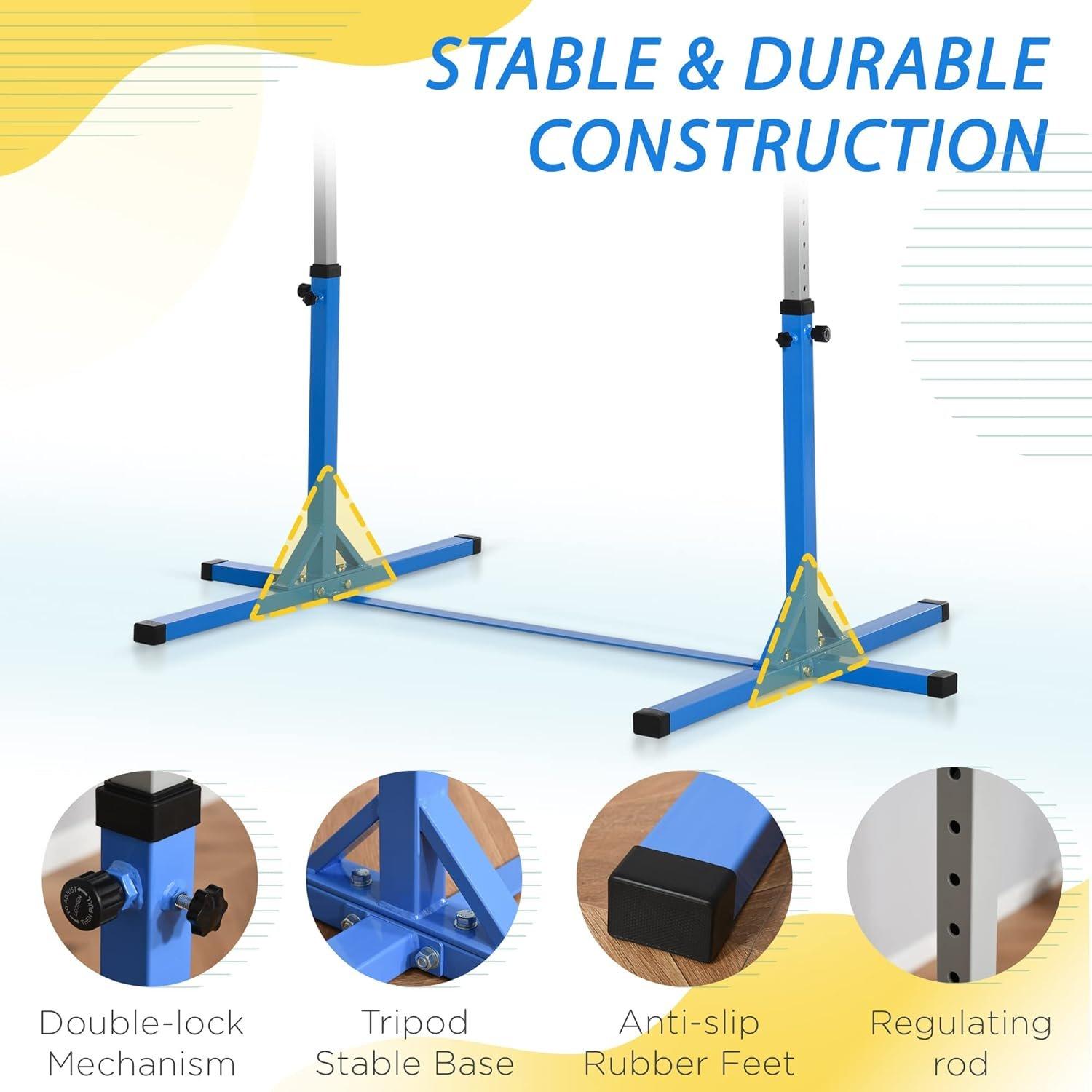 Blue - HOMCOM - Steel Frame Adjustable Horizonal Gymnastics Bar - 6