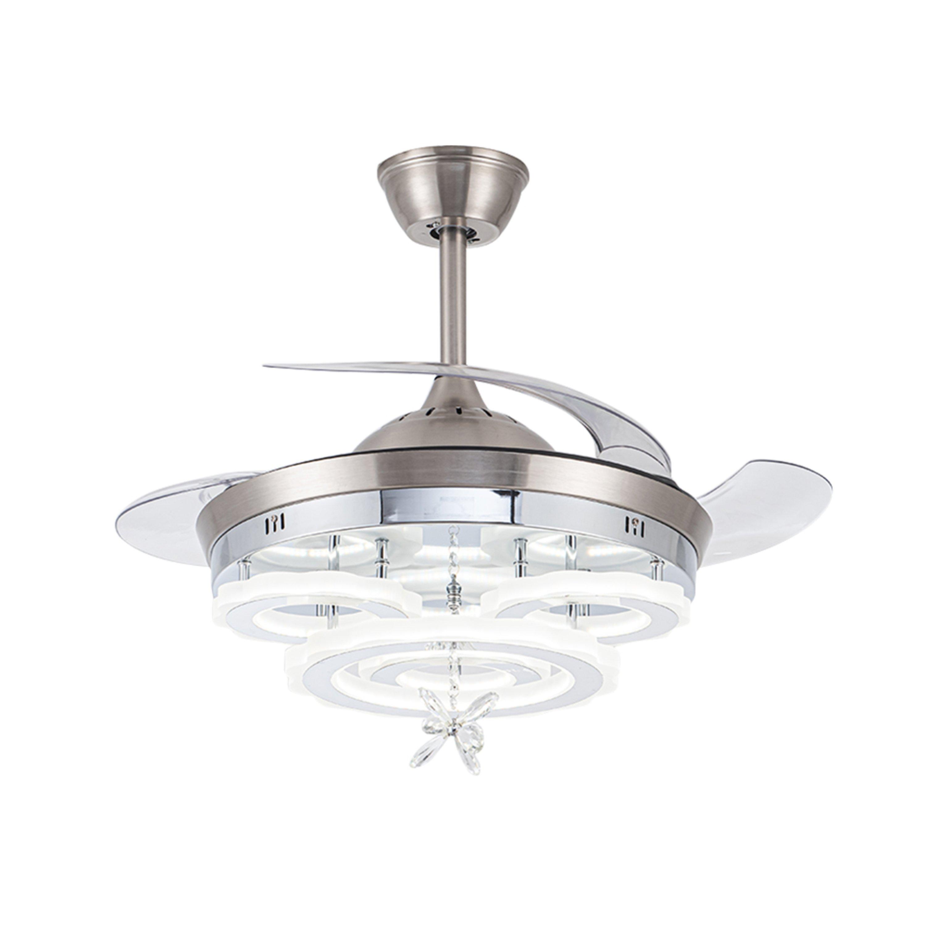 White - Kabinet UK - 3 Light Changing Acrylic Ceiling Fan for Bedroom - 1