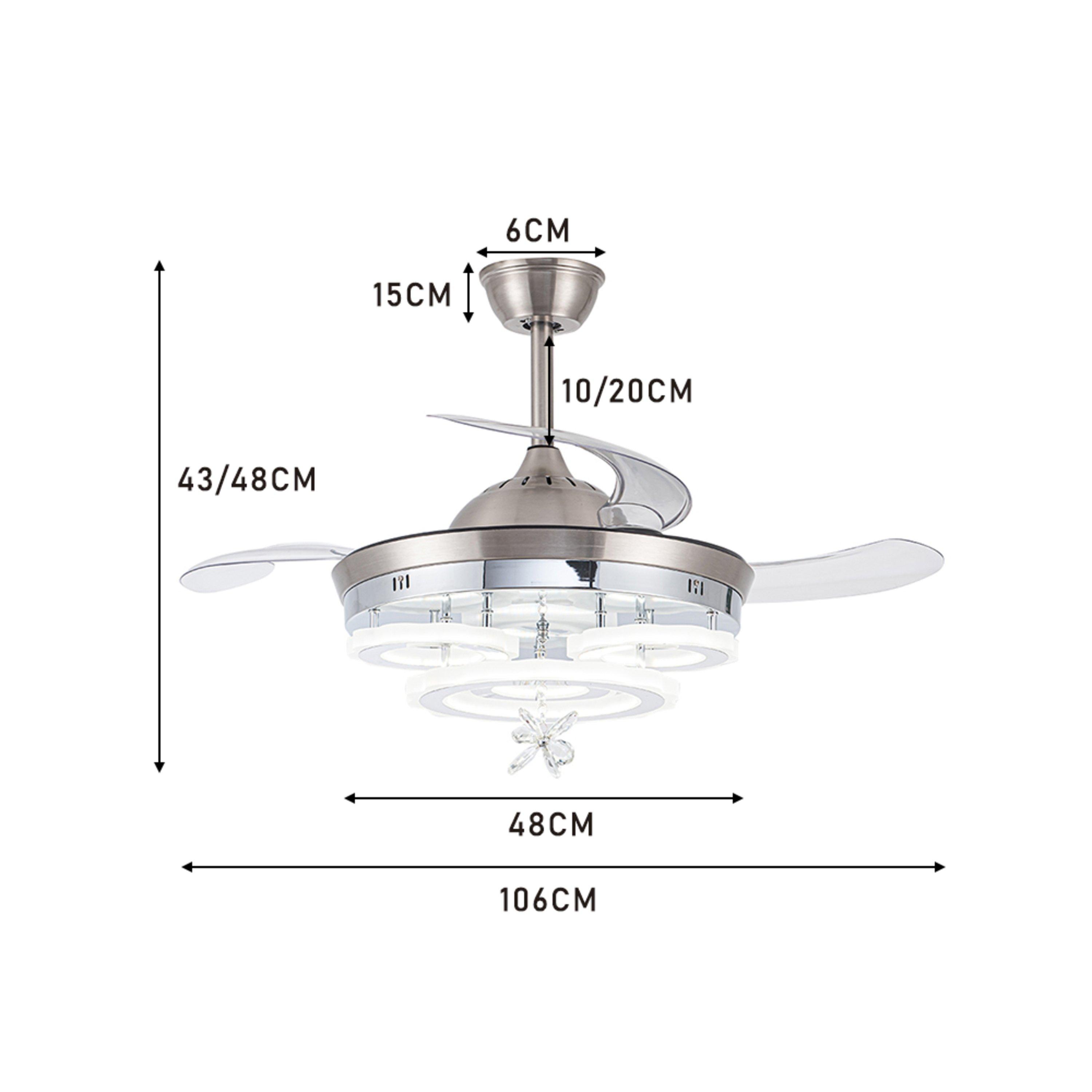 White - Kabinet UK - 3 Light Changing Acrylic Ceiling Fan for Bedroom - 6