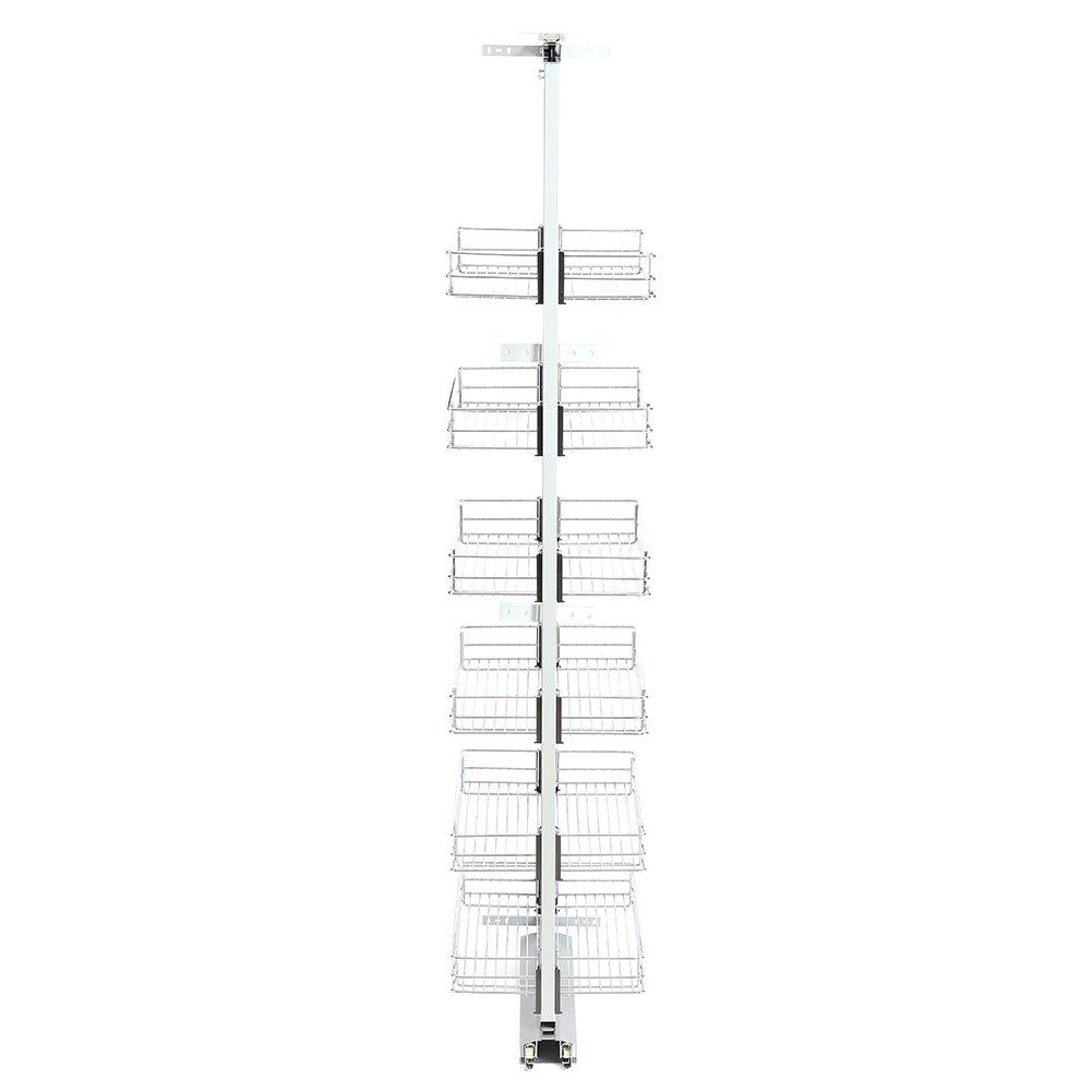 Silver - LIFE IDEAS - 6-Tier Metal Kitchen Pull-out Cabinet Basket Shelf - 4