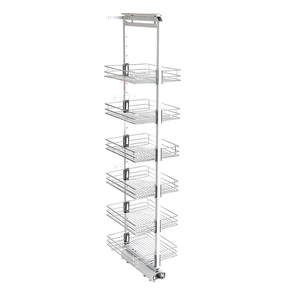 Silver - LIFE IDEAS - 6-Tier Metal Kitchen Pull-out Cabinet Basket Shelf - 5