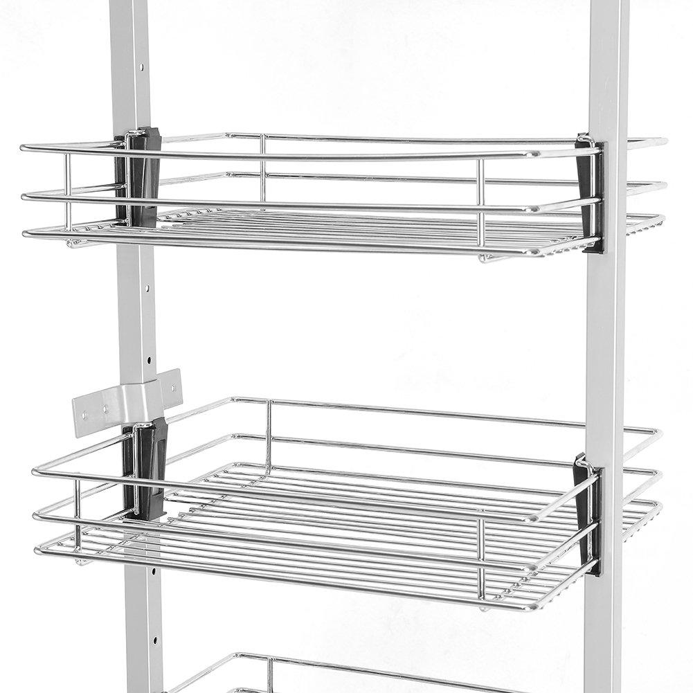 Silver - LIFE IDEAS - 6-Tier Metal Kitchen Pull-out Cabinet Basket Shelf - 7
