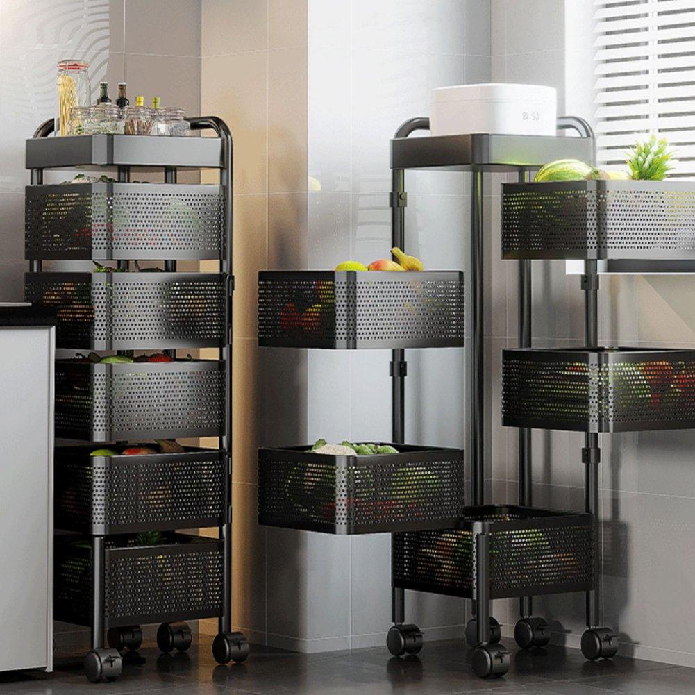 Life Ideas  6-Tier Kitchen Storage Rack With Wheels - Black