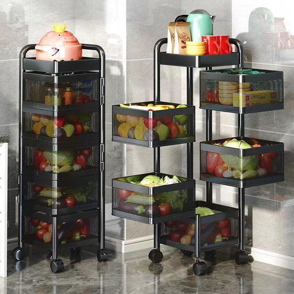 Black - LIFE IDEAS - 6-Tier Kitchen Storage Rack with Wheels - 2