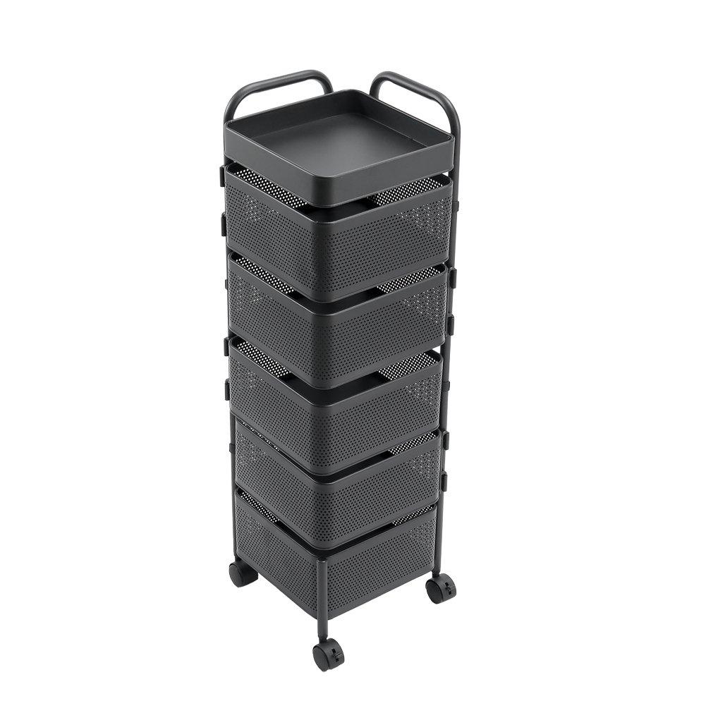 Black - LIFE IDEAS - 6-Tier Kitchen Storage Rack with Wheels - 4