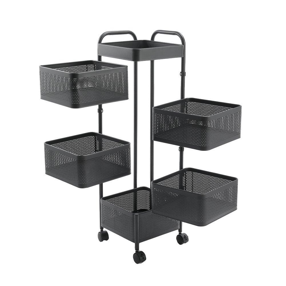 Black - LIFE IDEAS - 6-Tier Kitchen Storage Rack with Wheels - 5