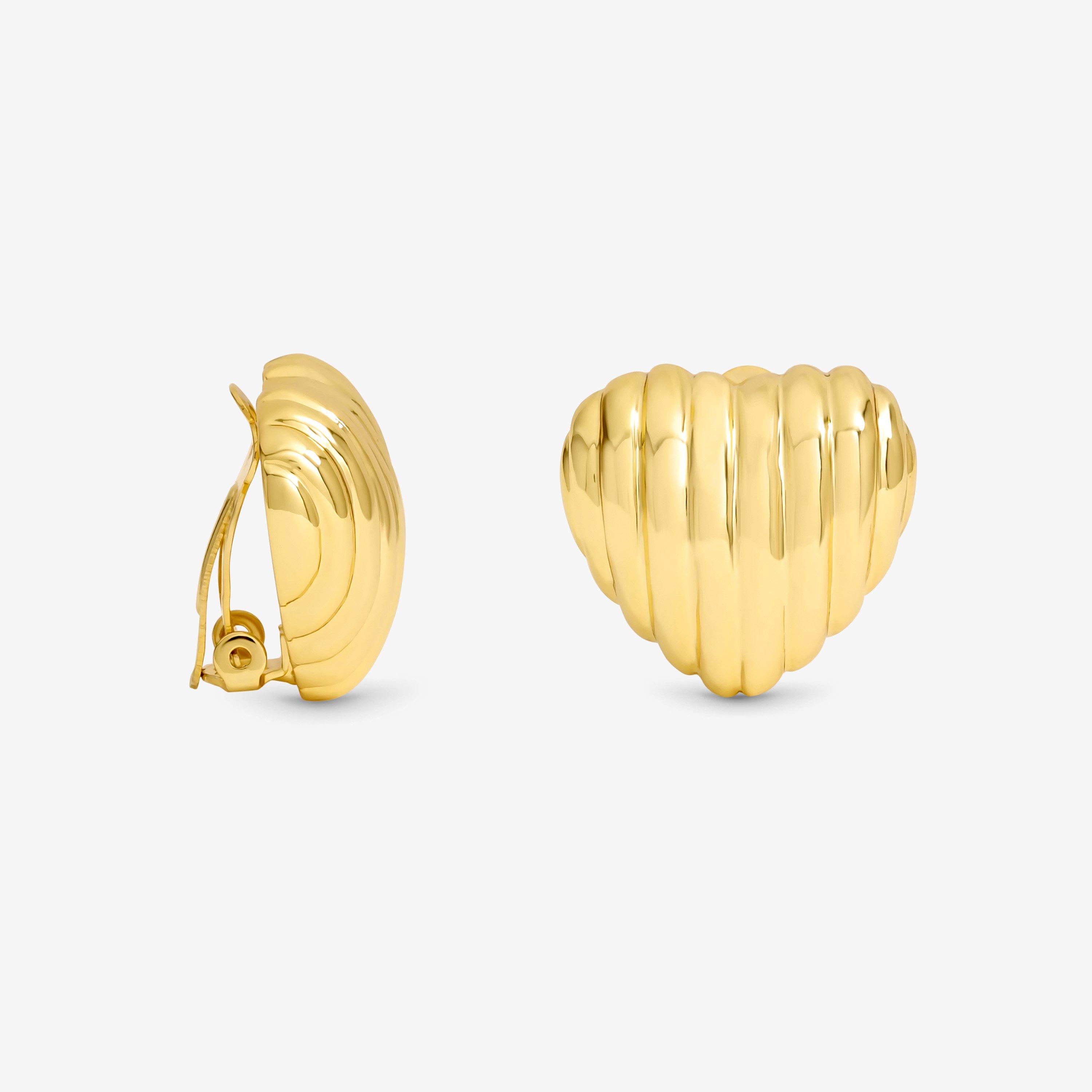 Jon Richard Ridge Puff Heart Clip Earrings