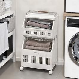 LIFE IDEAS 2-Tier Rolling Laundry Hamper Cart