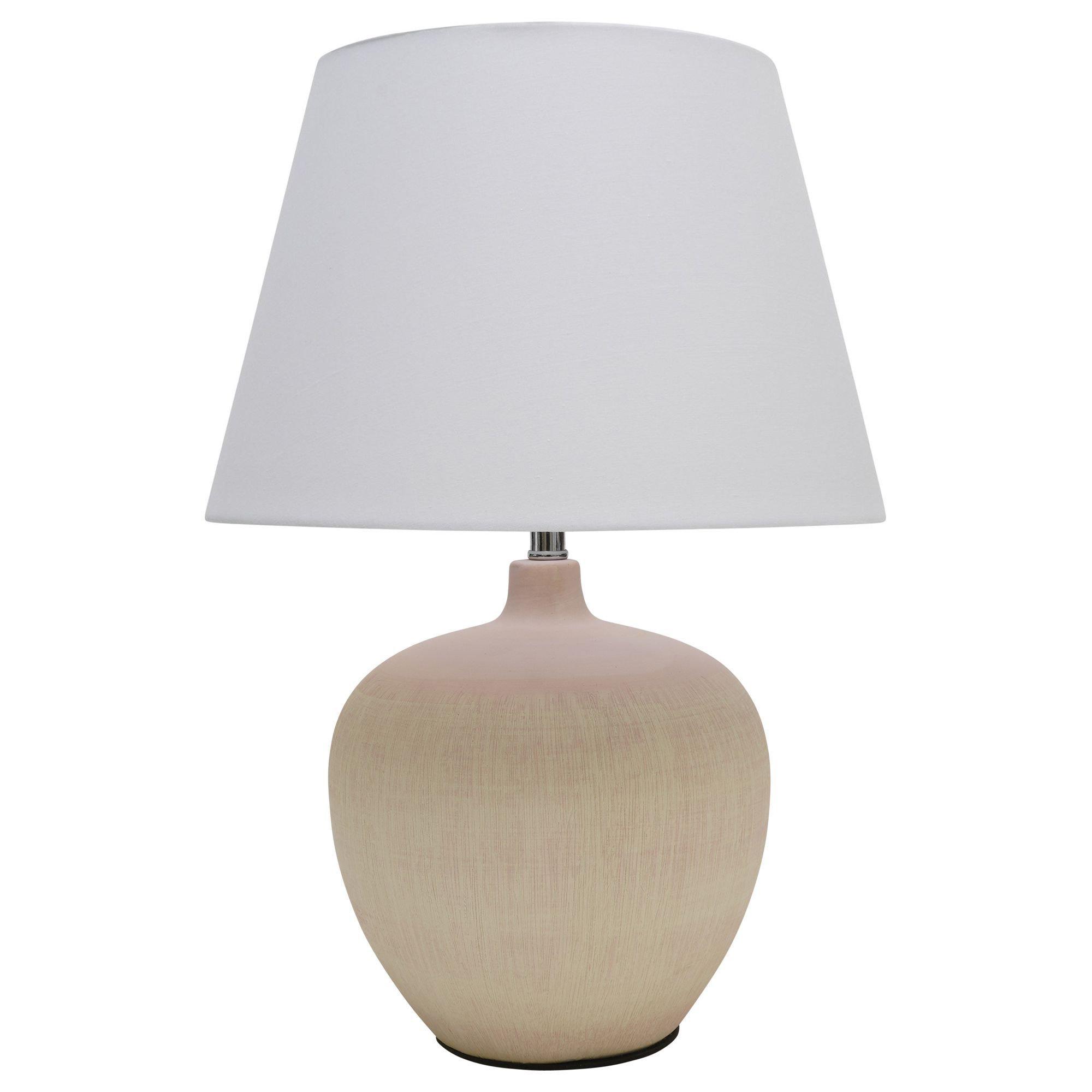 Pink - K Living - Table Lamp Pink Glazed Ceramic Base and White Fabr - 2