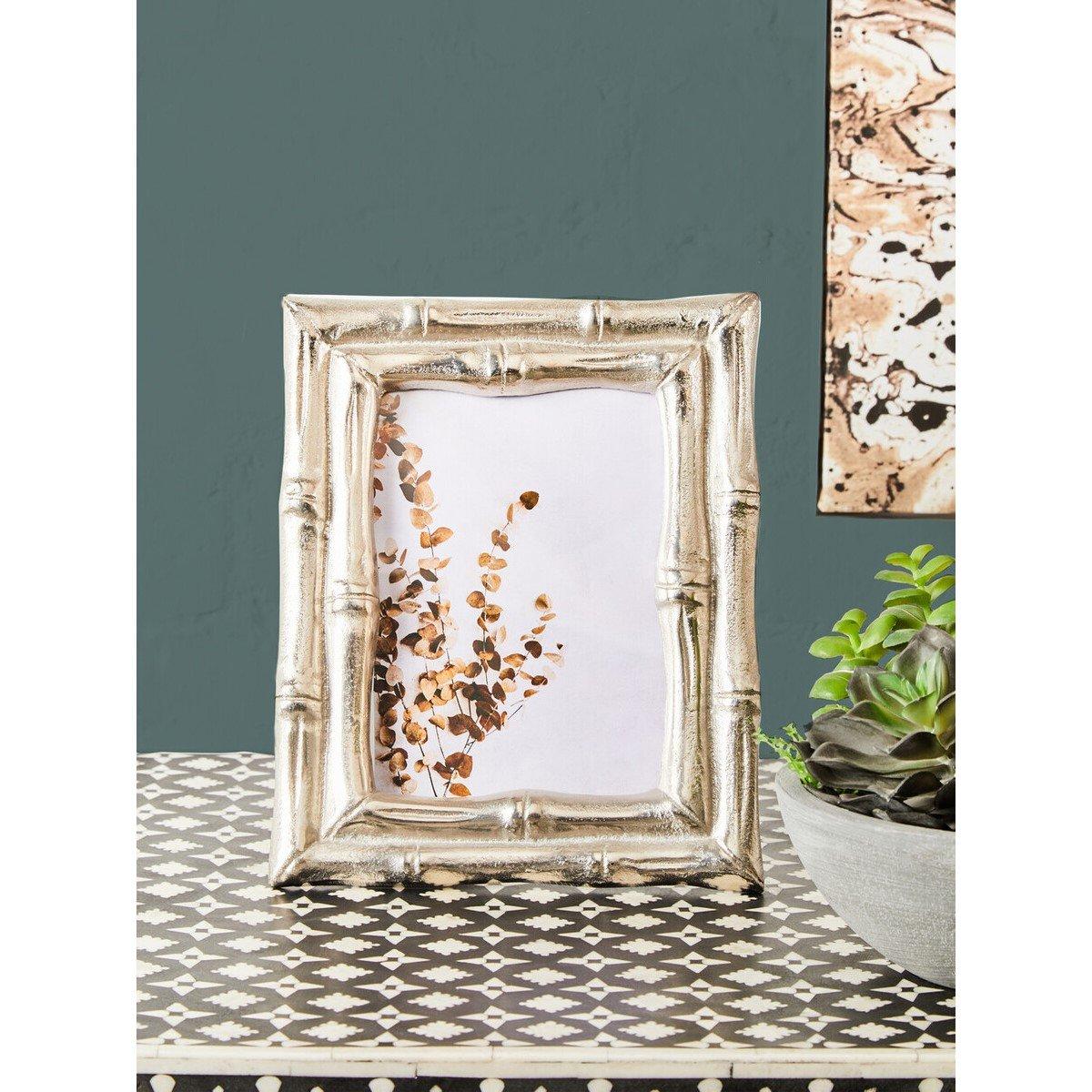 Silver Clear - Interiors by Premier - Hiba Silver Finish Bamboo Effect 5In x 7In Photo F - 2