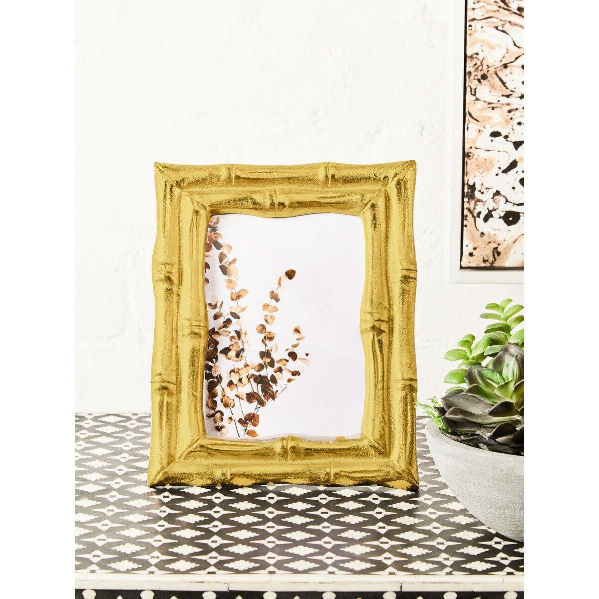 Gold Gold - Interiors by Premier - Hiba Gold Finish Bamboo Effect Photo Frame 5x7in - 2