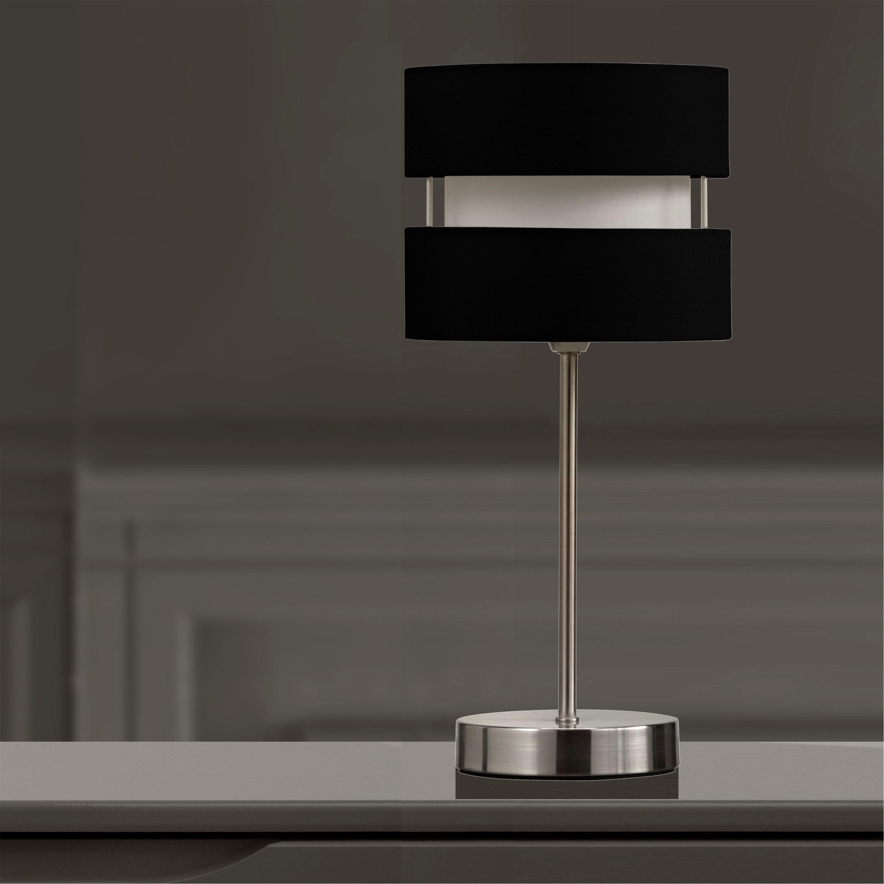 Black - K Living - Chrome Table Lamp Layer Fabric Lamp Shade Black - 2