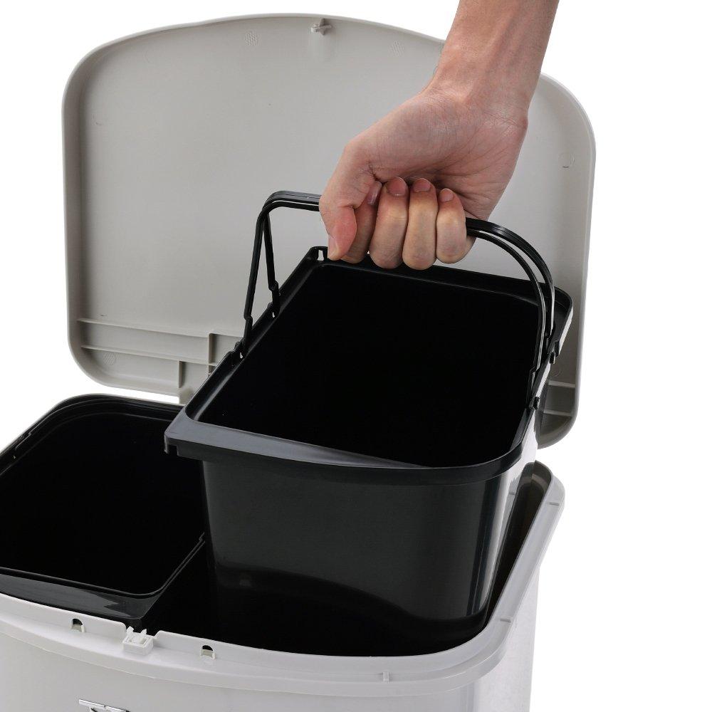 Grey - LIFE IDEAS - 45L 3-Tier Trash Bin - 4