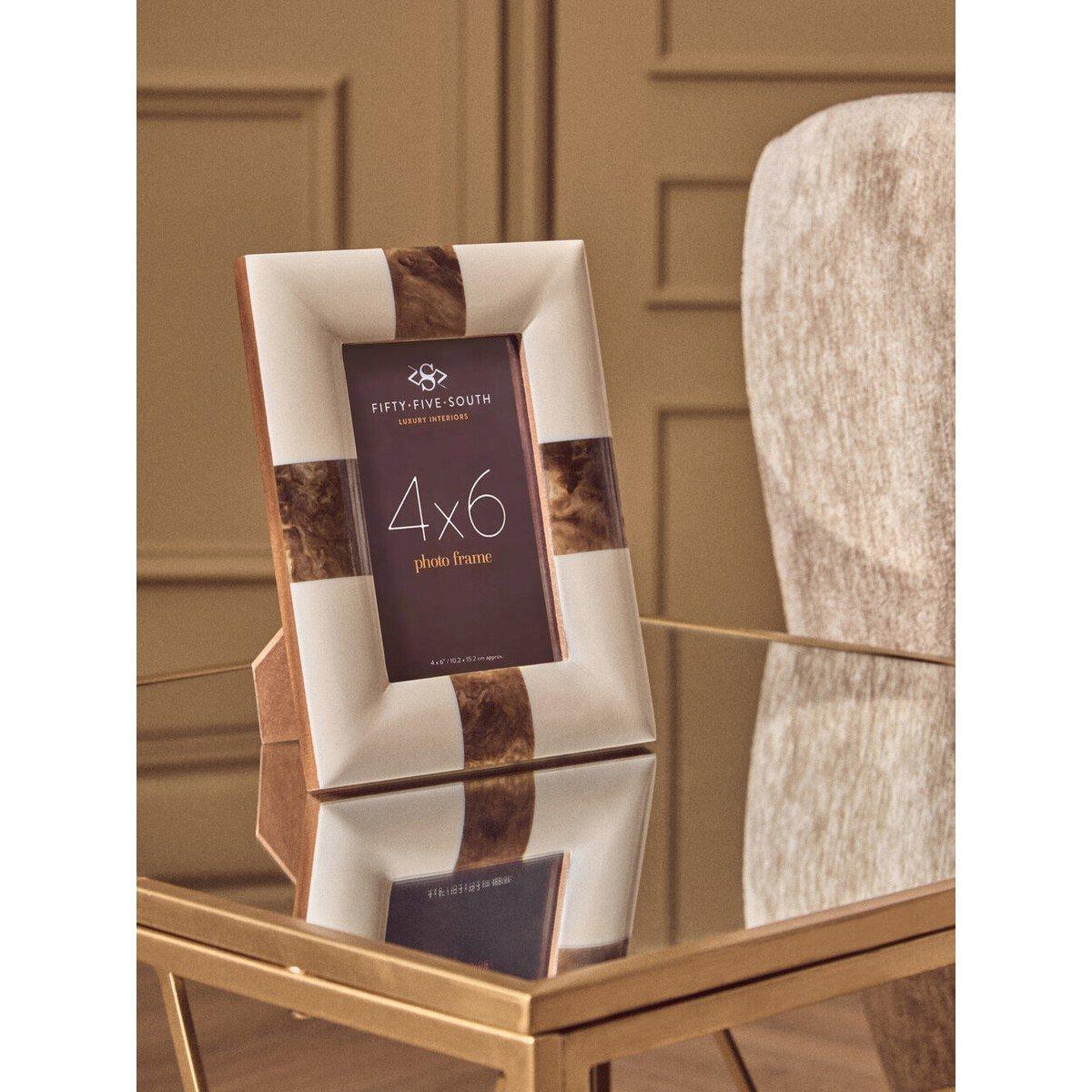 Fifty Five South  Decio 4In X 6In Cream And Brown Finish Photo Frame - Brown Cream - 21 x 16 x