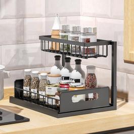 LIFE IDEAS Black 2-Tier Under Sink Cabinet Organizer