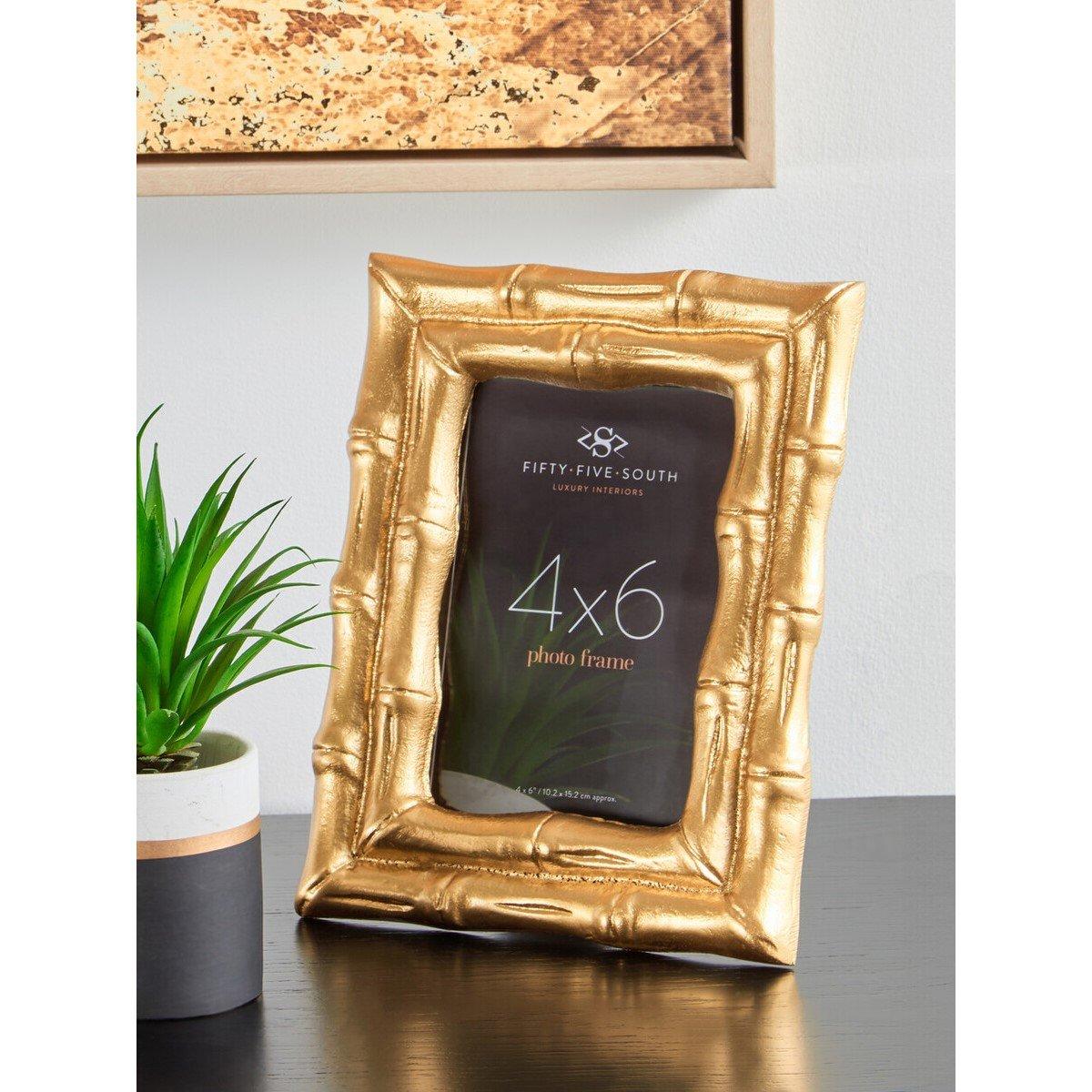 Gold Gold - Interiors by Premier - Hiba Gold Finish Bamboo Effect Photo Frame 4x6in - 2