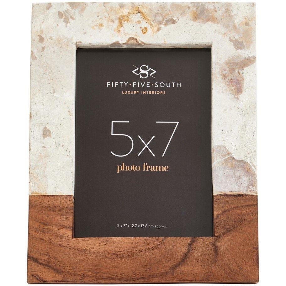 Clear Brown - Fifty Five South - Olena Marble and Acacia 5In X 7In Large Photo Fram - 1