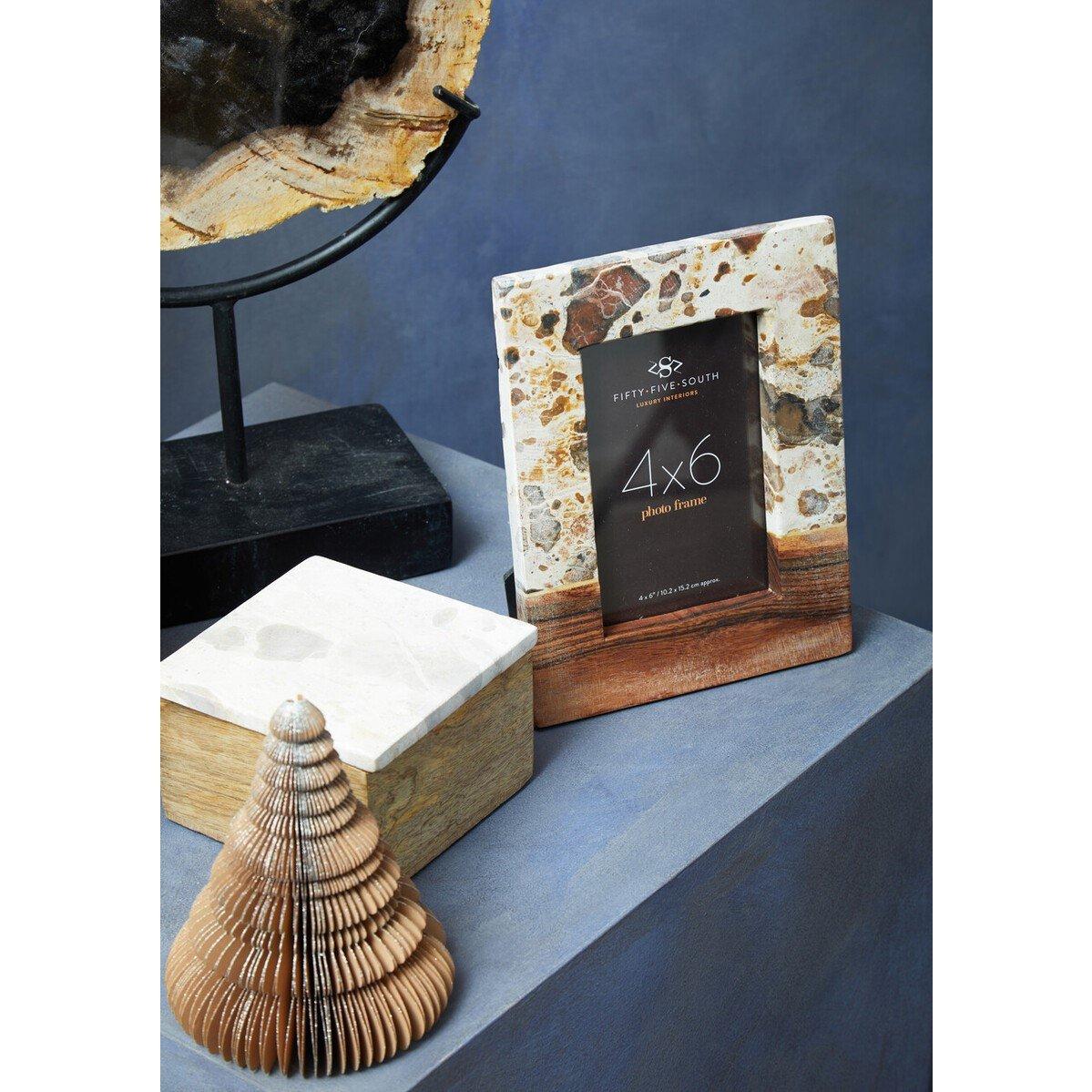 Clear Brown - Fifty Five South - Olena Marble and Acacia 5In X 7In Large Photo Fram - 5