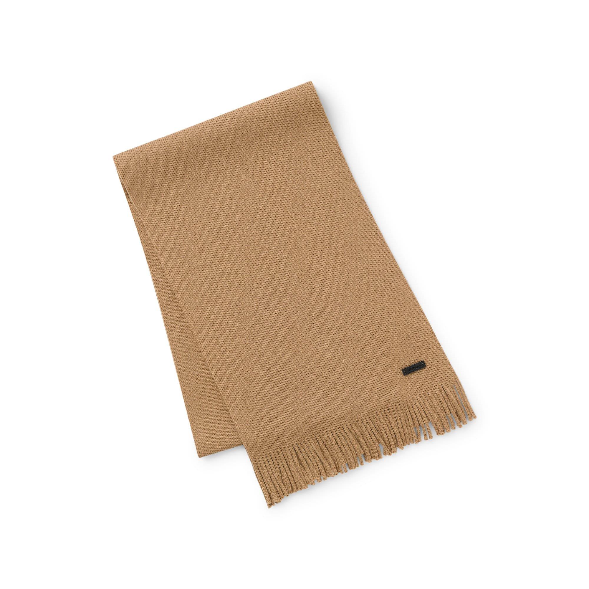 Beige - Boss - Albas Logo Plaque Scarf in Virgin Wool - 2