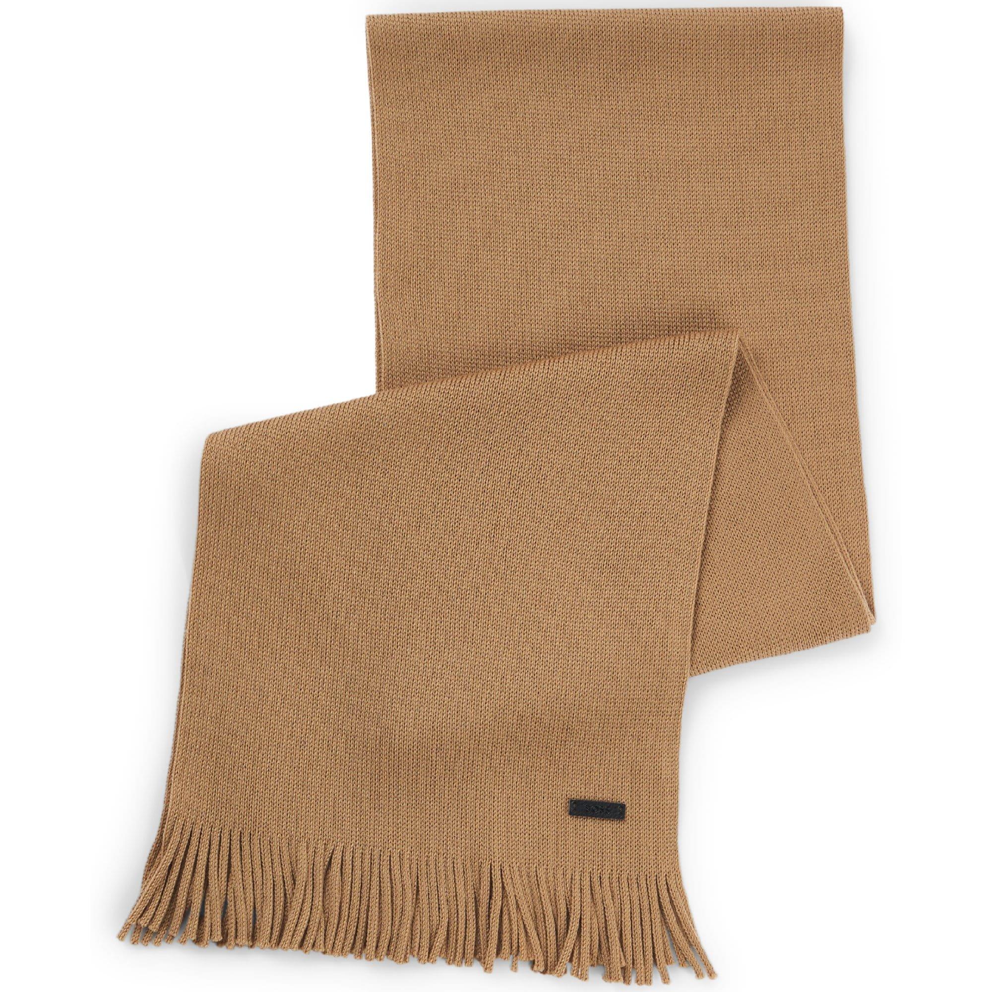 Beige - Boss - Albas Logo Plaque Scarf in Virgin Wool - 3