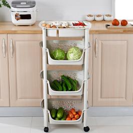 LIFE IDEAS White Multi-Layer Trolley Rack for Kitchen