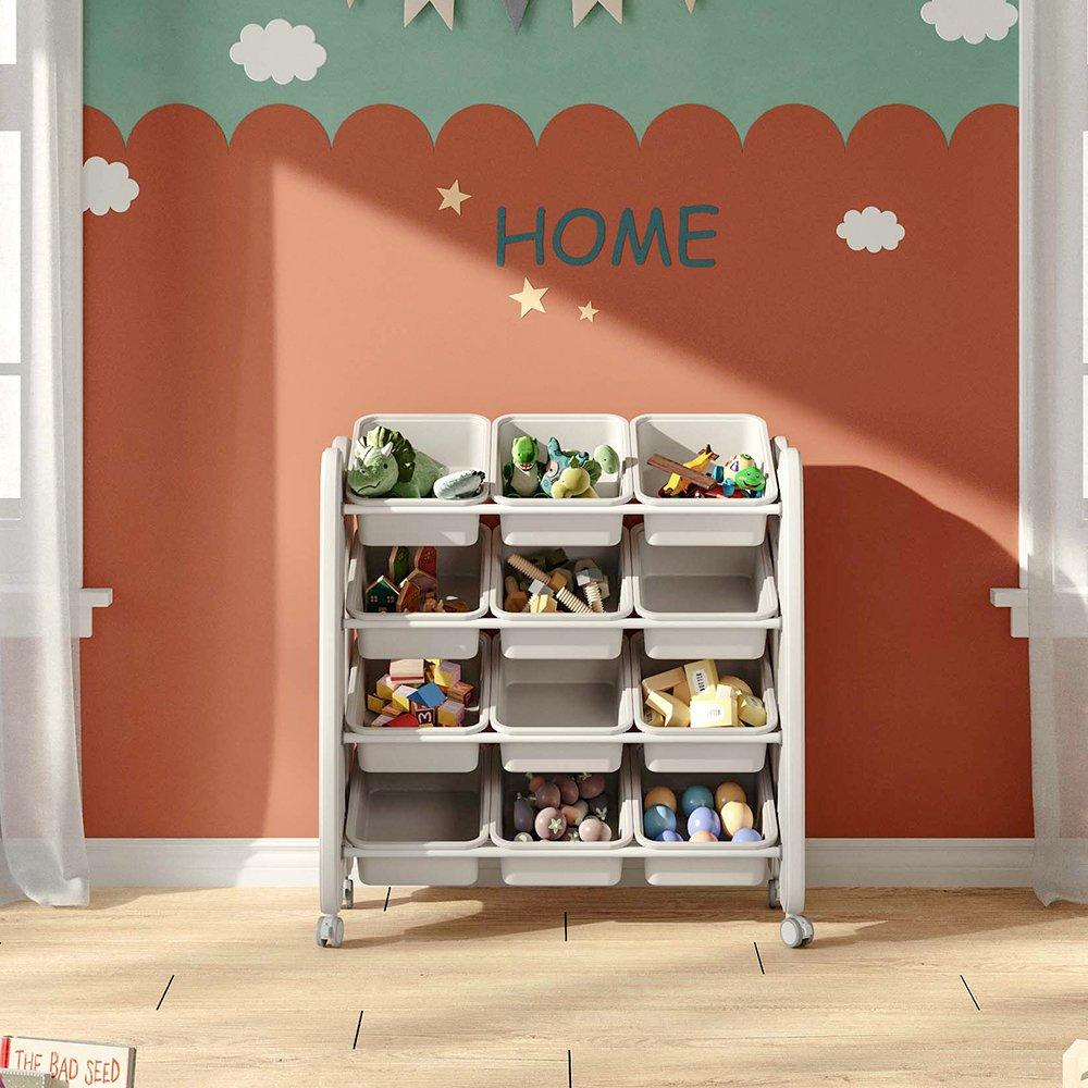 Beige - LIFE IDEAS - Rolling 4 Tier Plastic Toy Storage Organizer - 2