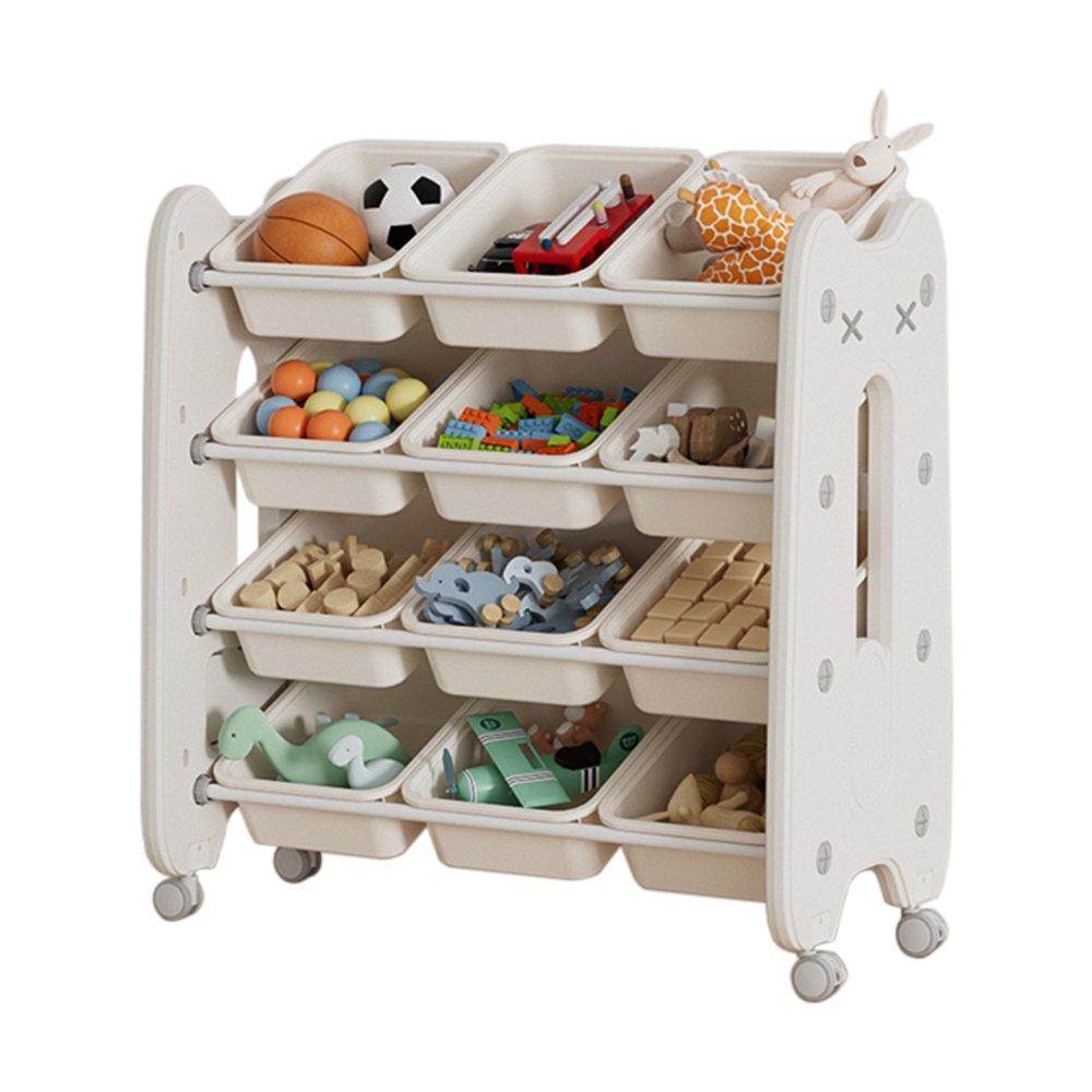 Beige - LIFE IDEAS - Rolling 4 Tier Plastic Toy Storage Organizer - 3