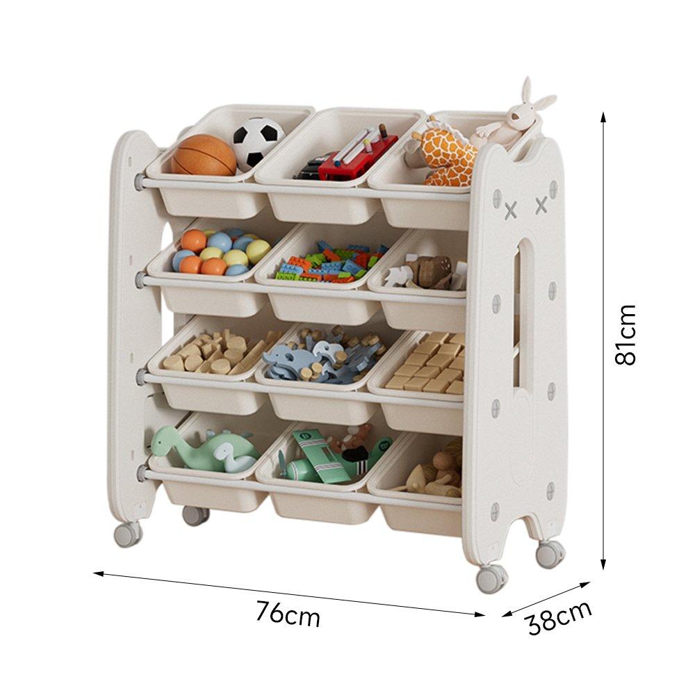 Beige - LIFE IDEAS - Rolling 4 Tier Plastic Toy Storage Organizer - 4