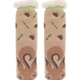 Country Club Slipper Socks 2Pack Animal FauxFur Lined with Grip