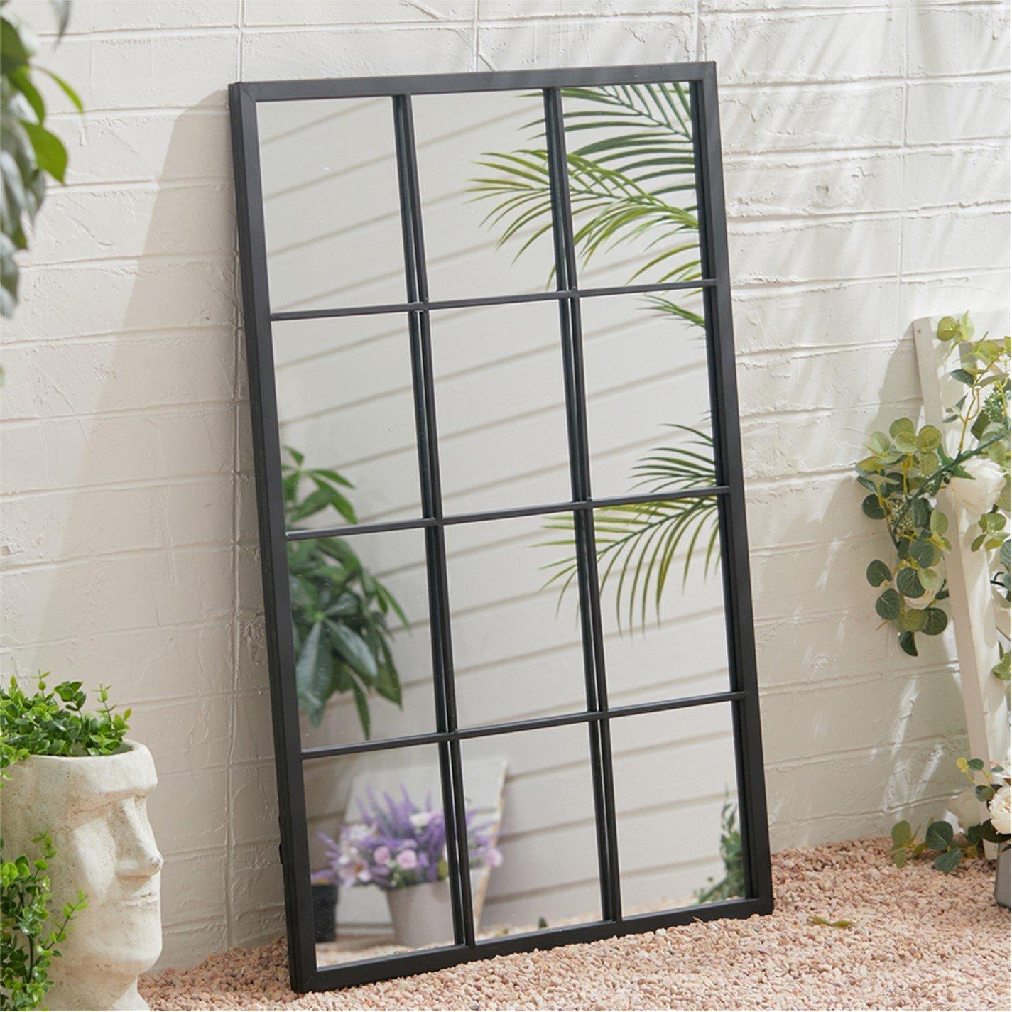 Black - LIFE IDEAS - Classic Window Mirror Wall Accent Metal Framed - 1