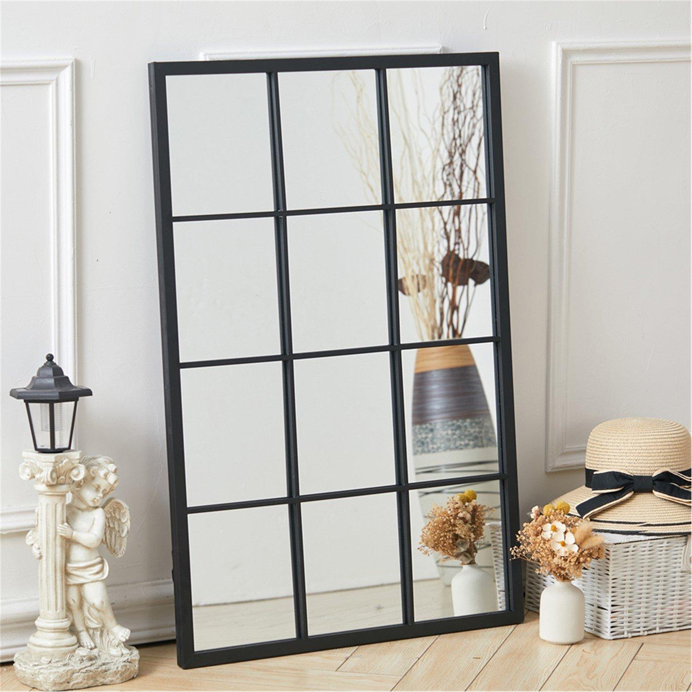 Black - LIFE IDEAS - Classic Window Mirror Wall Accent Metal Framed - 2