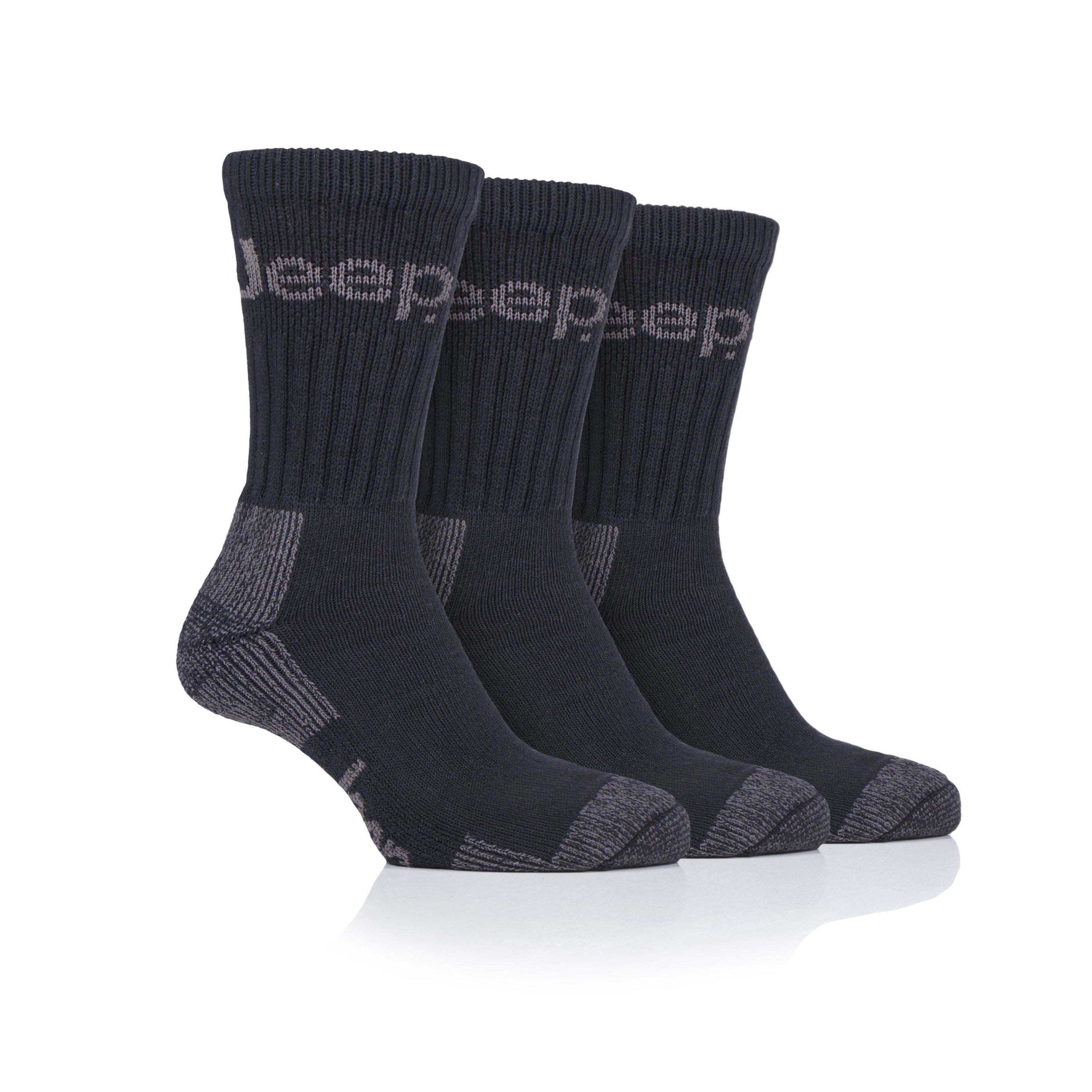 Jeep Men's 3 Pack Terrain Boot Sock - Black/Charcoal - Mens 6-11