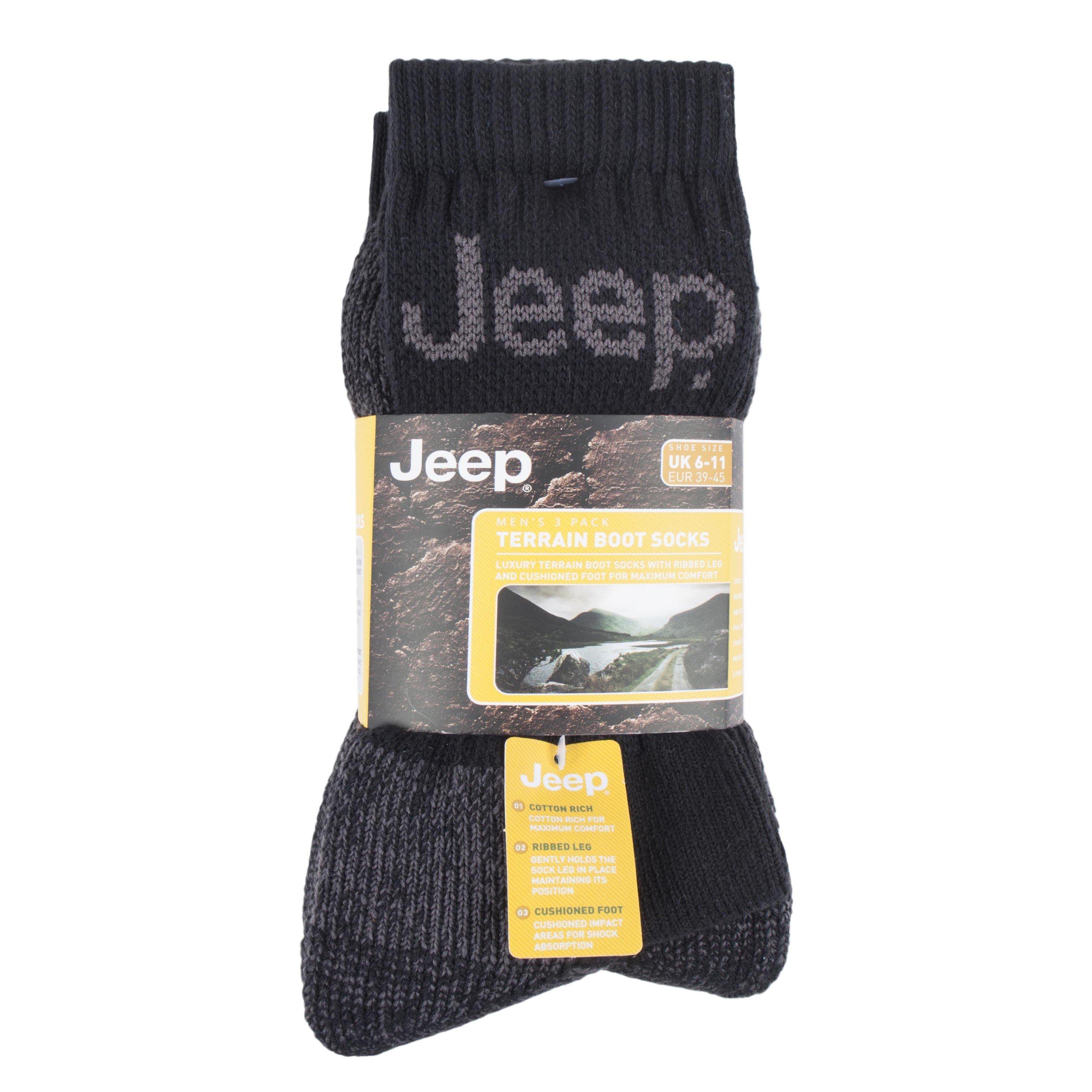 Black/Charcoal - Jeep - 3 Pack Terrain Boot Sock Mens - 2