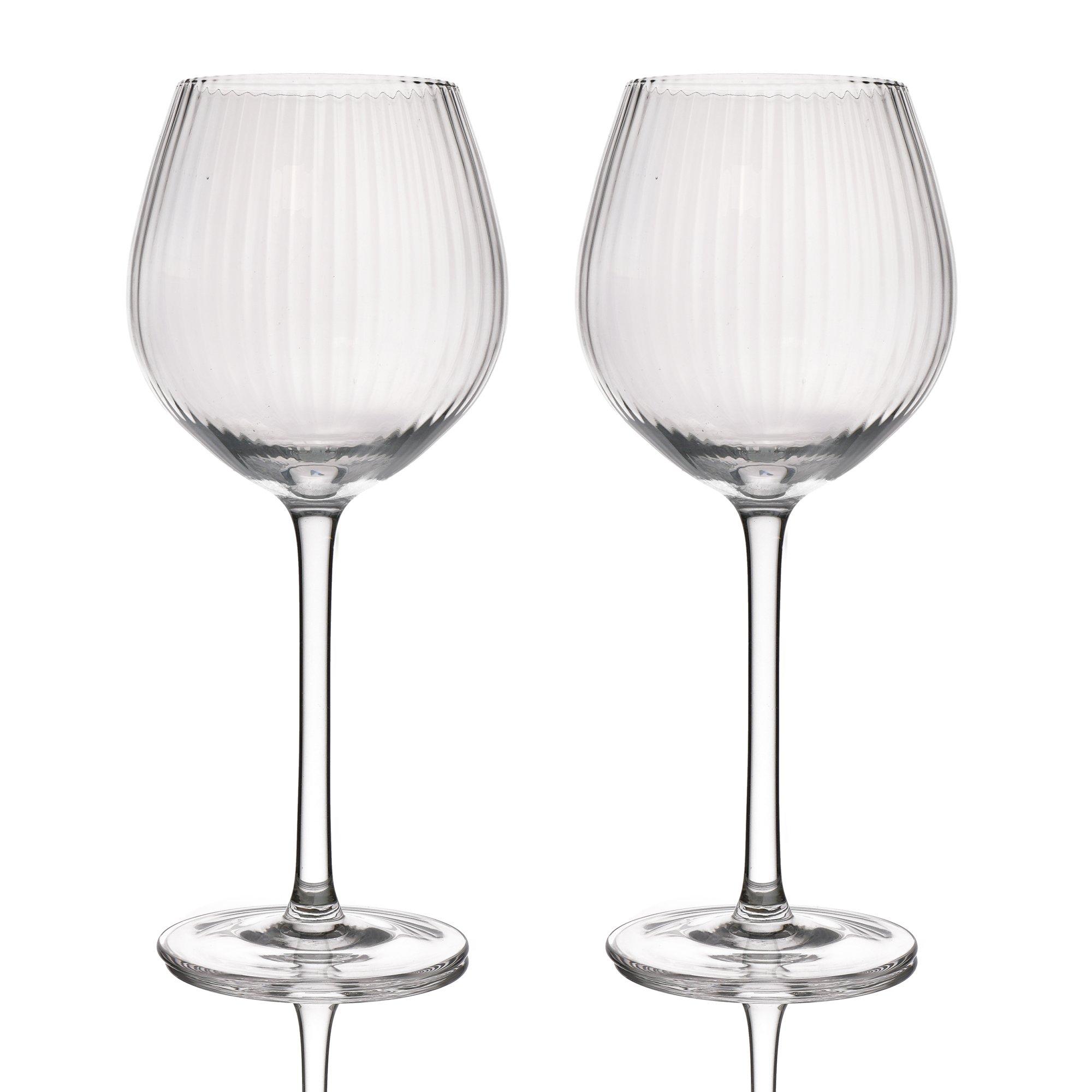 BarCraft BarCraft Set of 2 Handmade Ribbed Gin Glasses